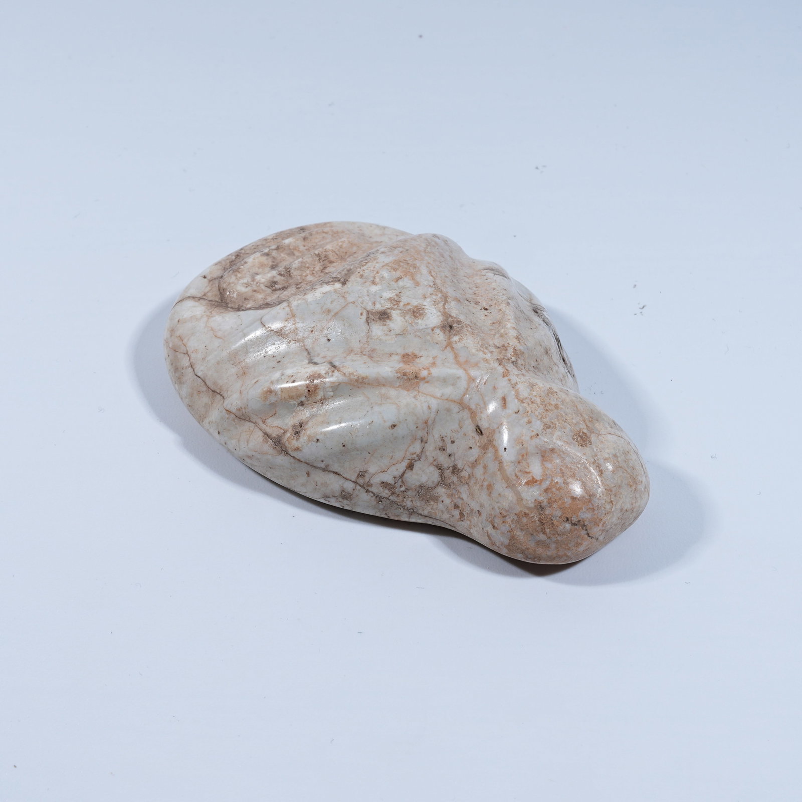 A HONGSHAN CULTURE ARCHAIC JADE ANTHROPOMORPHIC FACE: Hongshan Culture archaic jade anthropomorphic face