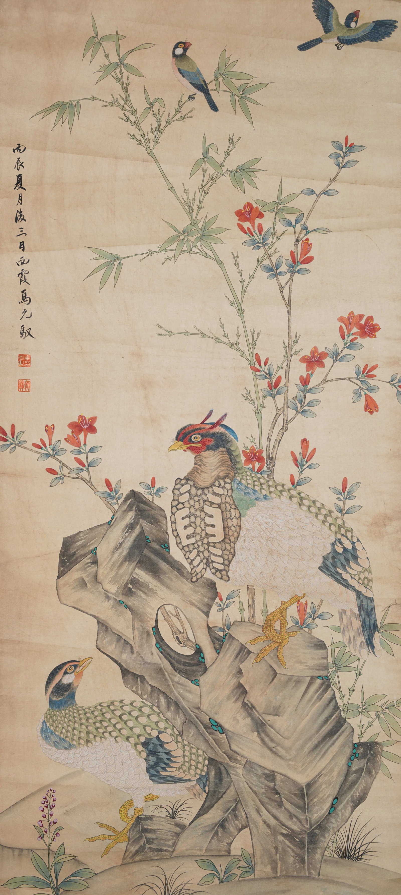 A FLOWER-AND-BIRD PAINTING ON PAPER BY MA YUANYU.馬元馭: Flower-and-bird painting on paper by Ma Yuanyu.馬元馭