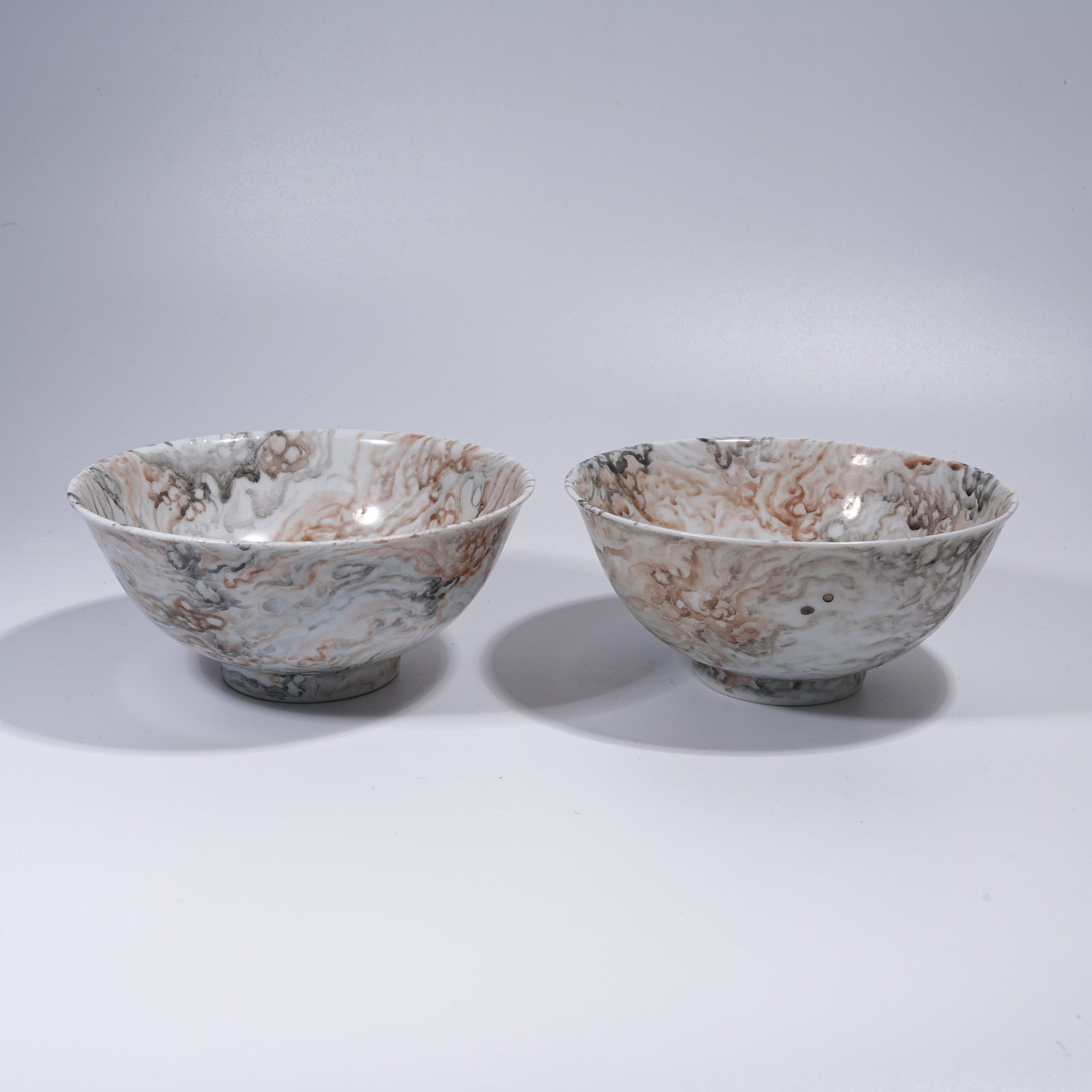 A SET OF STONE PATTERN GLAZE BOWLS: Set of Stone Pattern Glaze Bowls