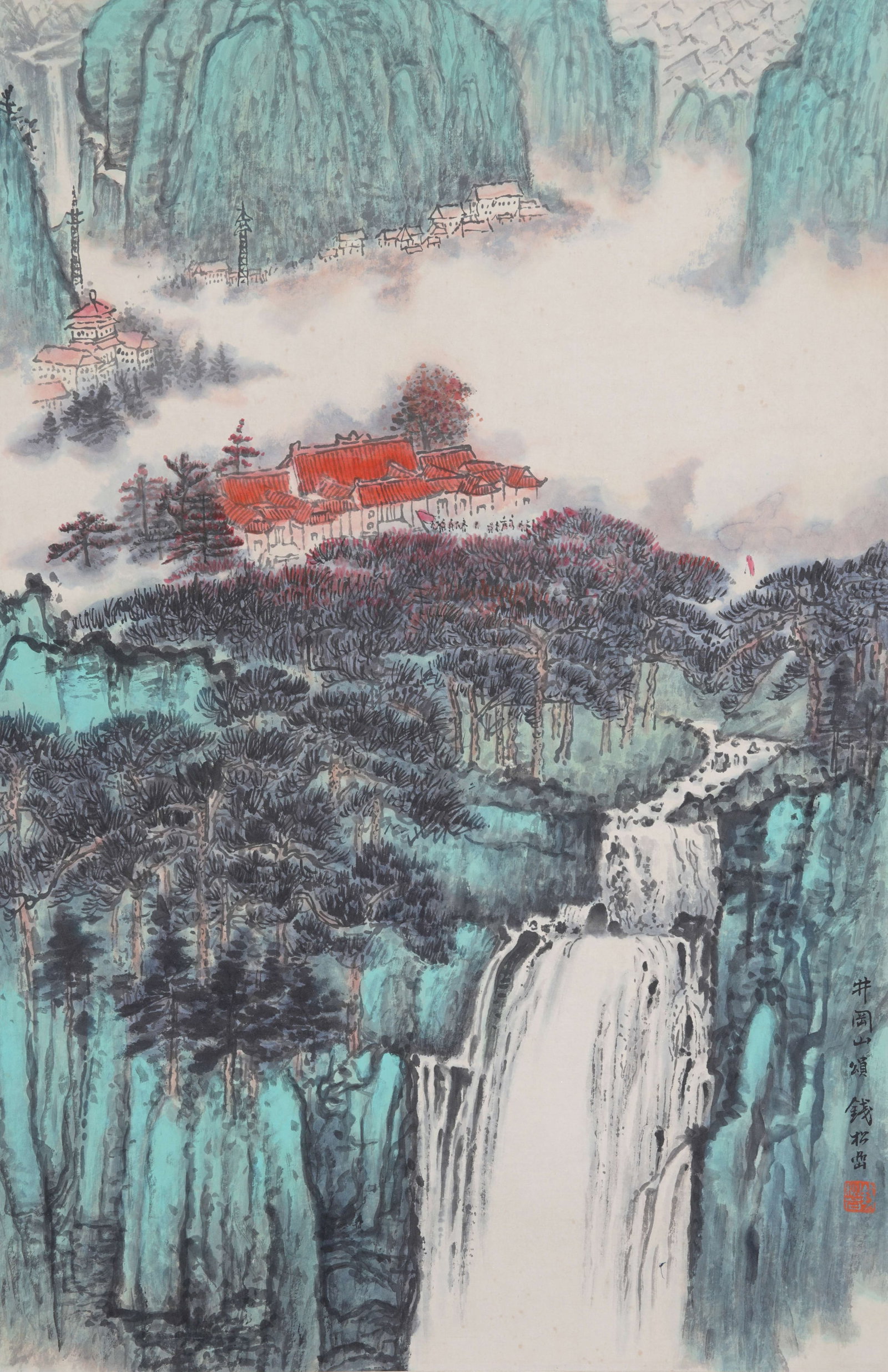 A LANDSCAPE ON PAPER BY QIAN SONGYAN.錢松岩: Landscape on Paper by Qian Songyan.錢松岩