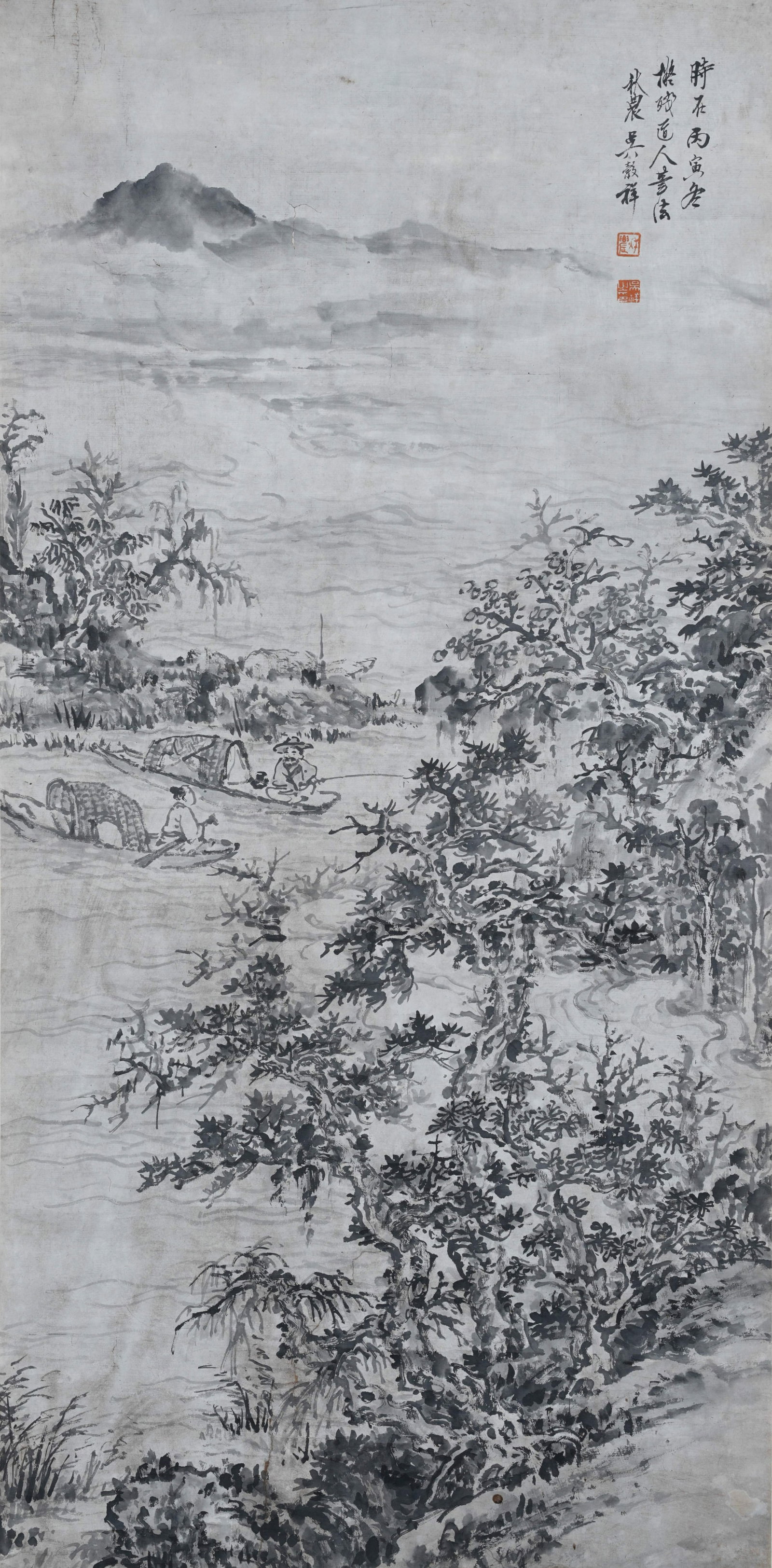 A LANDSCAPE PAINTING ON PAPER BY WU GUXIANG.吳轂祥 (1 of 10)