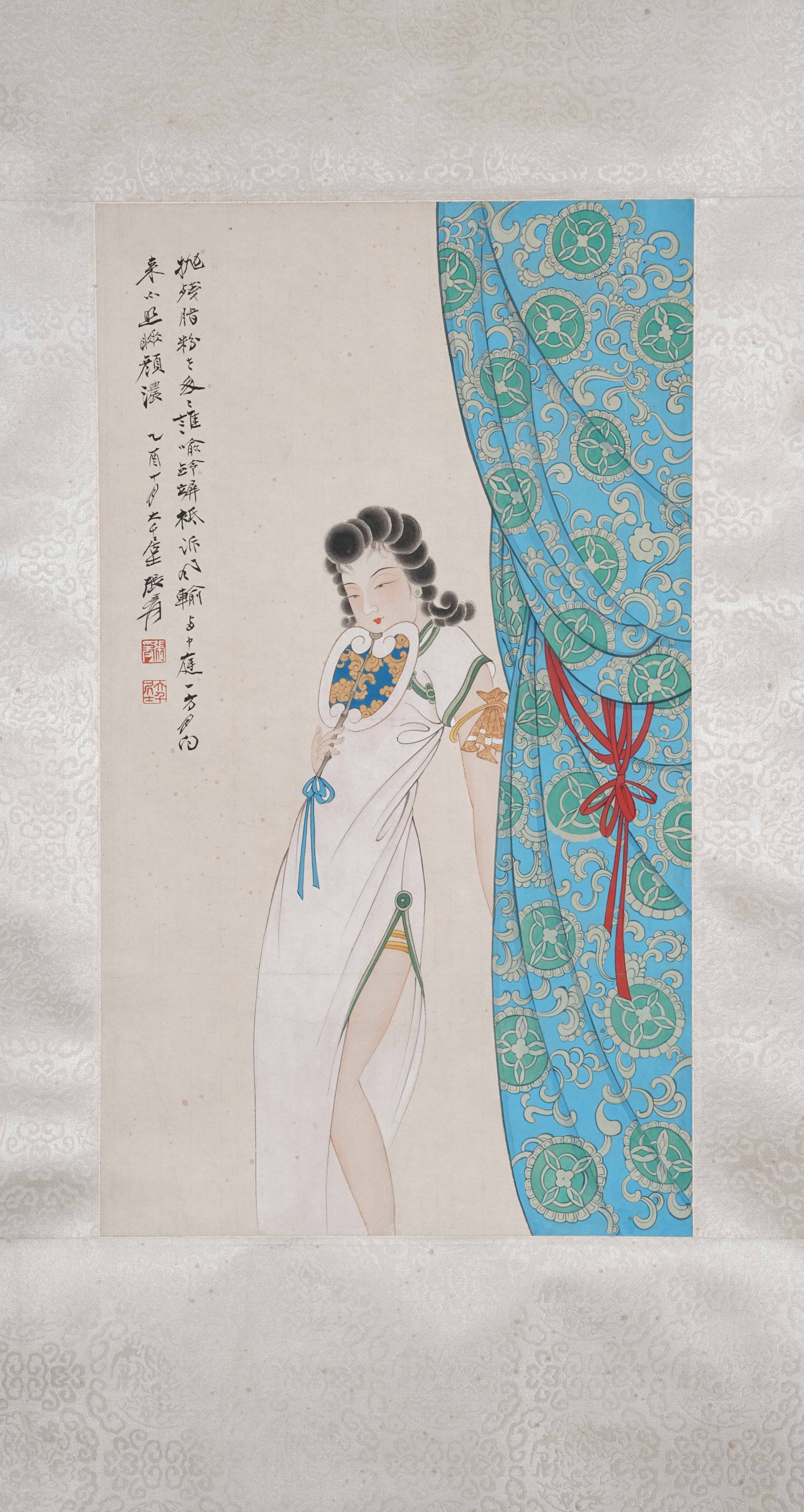 A COURT LADIES ON PAPER BY ZHANG DAQIAN.張大千: Court Ladies on Paper by Zhang Daqian.張大千