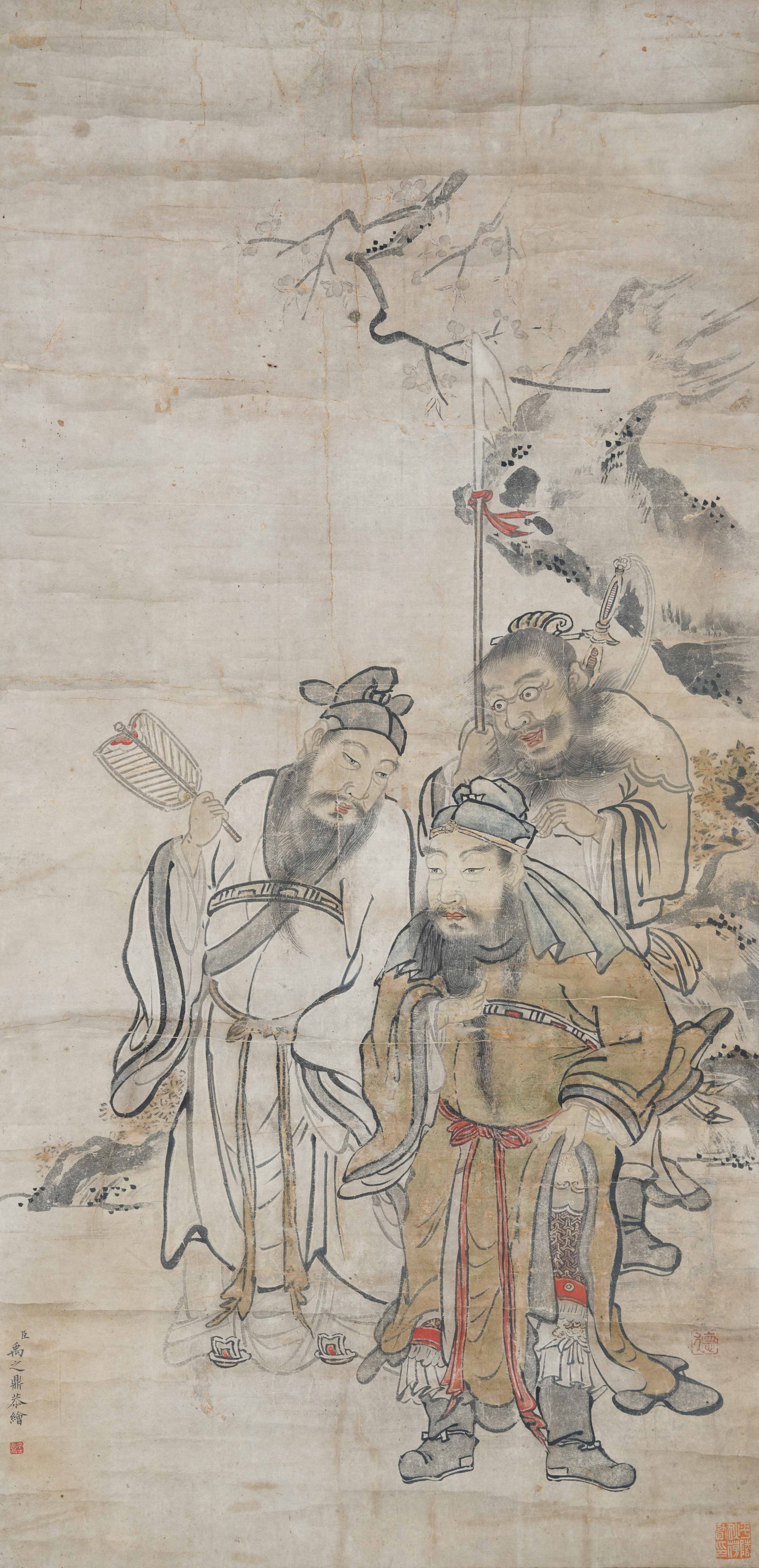 A FIGURE PAINTING ON PAPER BY YU ZHIDING.禹之鼎: Figure painting on paper by Yu Zhiding.禹之鼎