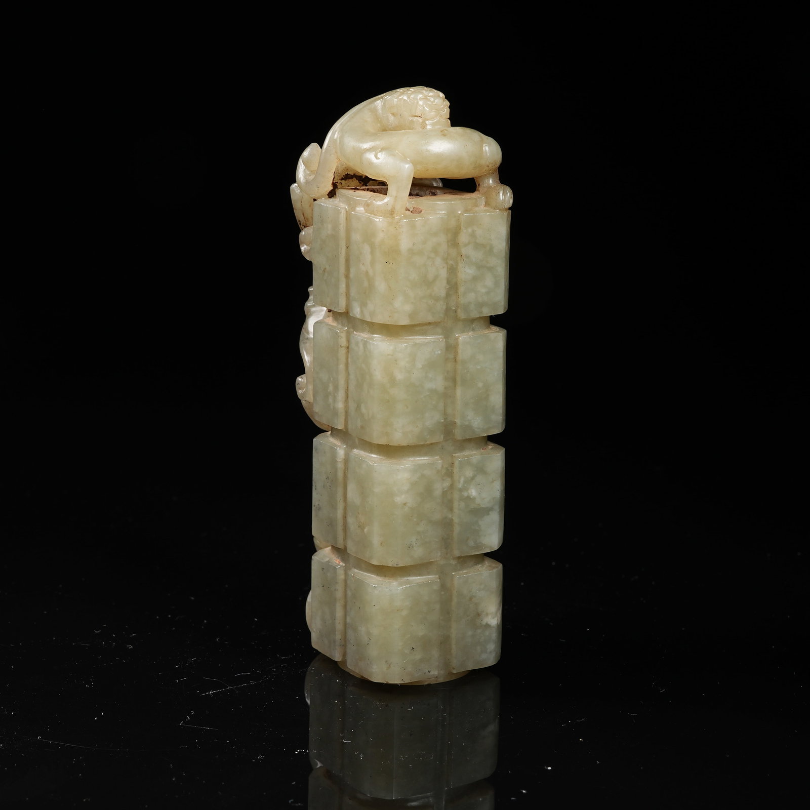 A ARCHAIC JADE CHI-DRAGON PATTERN CONG (1 of 10)