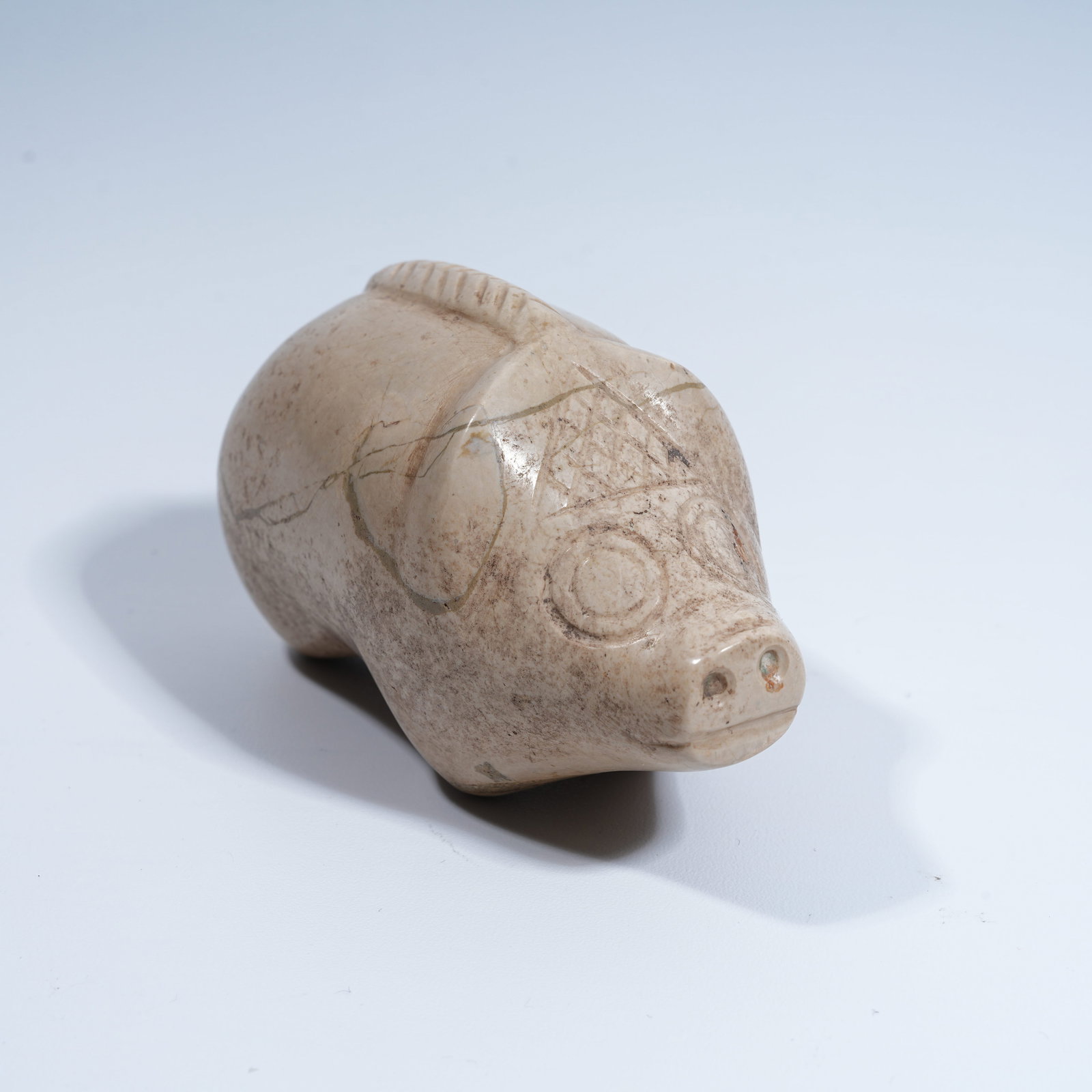 A HONGSHAN CULTURE ARCHAIC JADE PIG FIGURINE (1 of 9)