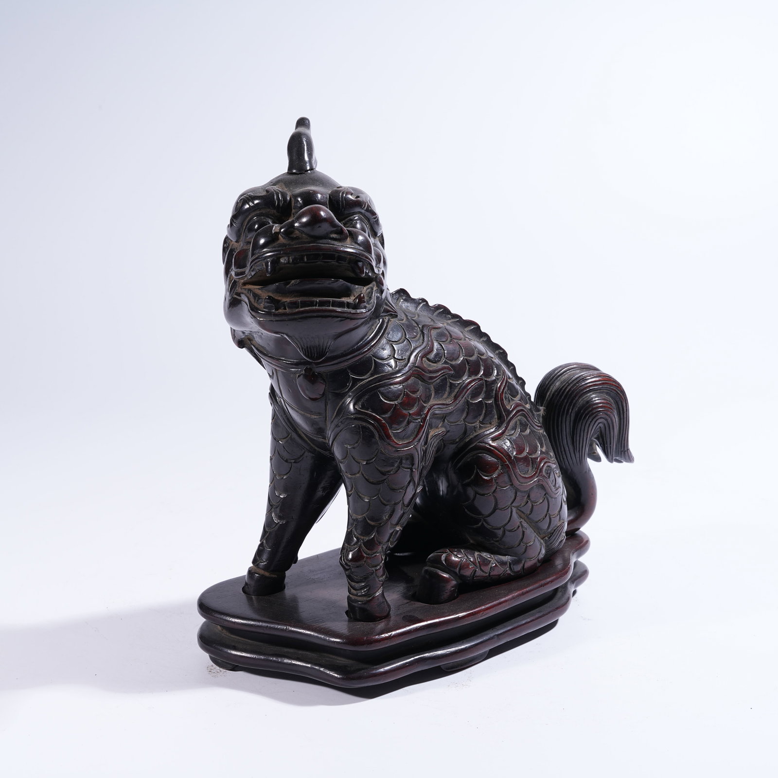 A ZITAN QILIN FIGURINE (1 of 8)