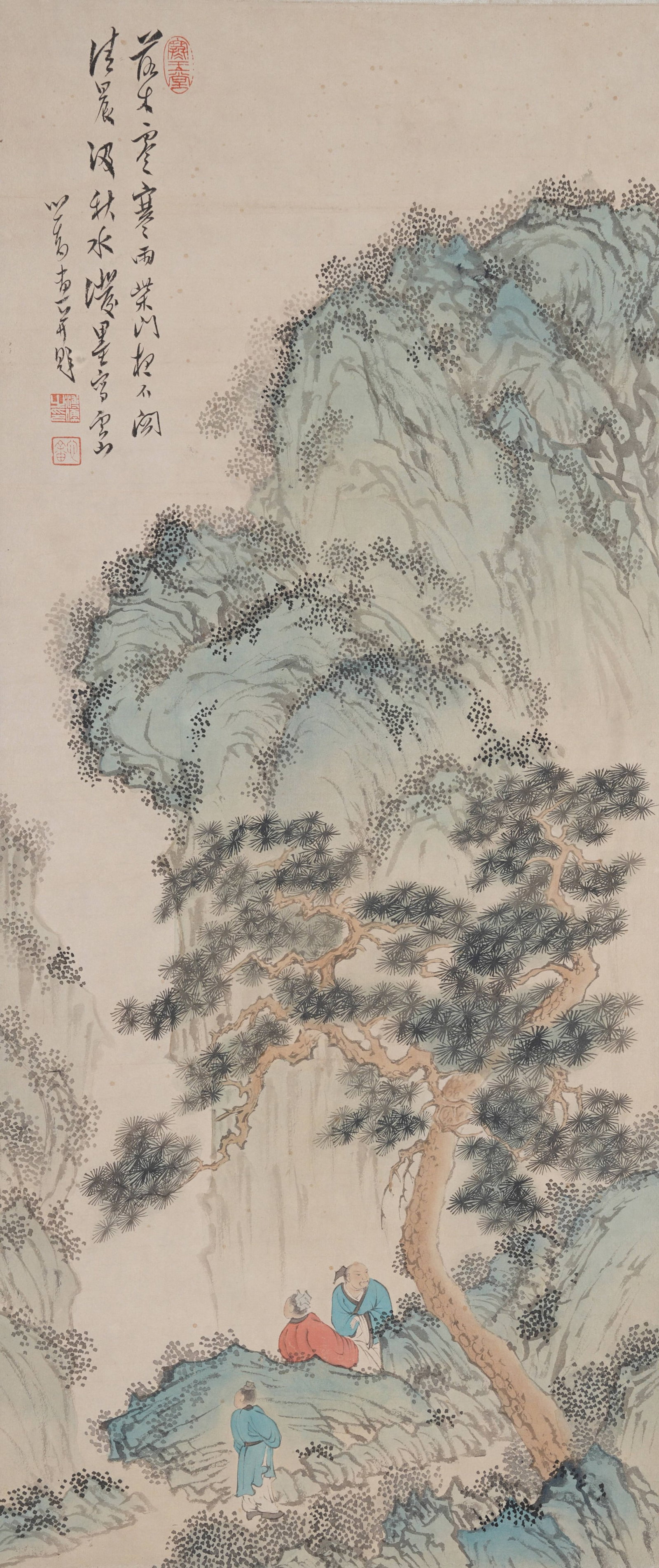 A LANDSCAPE WITH FIGURES ON PAPER BY PU RU.溥儒 (1 of 7)