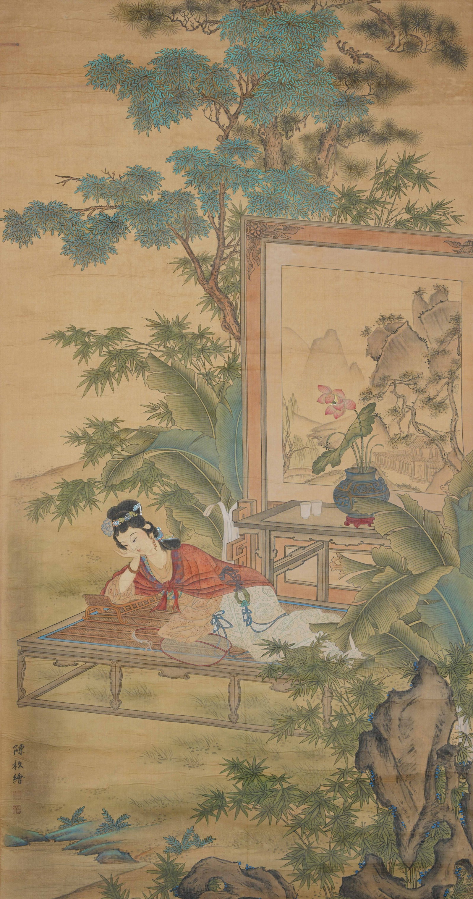A FIGURE PAINTING ON SILK BY CHEN MEI.陳枚 (1 of 10)