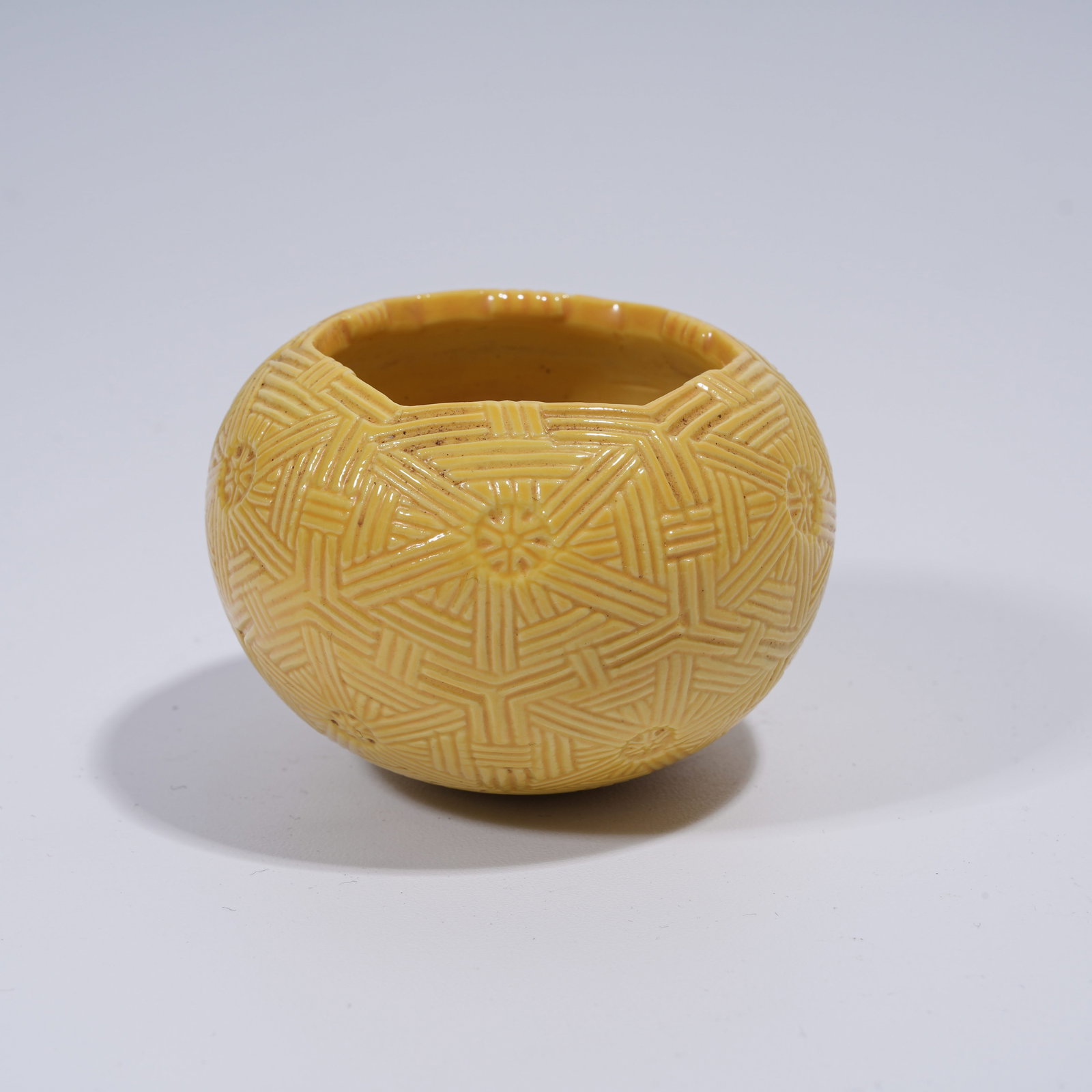 A IMITATION NATURAL PORCELAIN YELLOW GLAZE WATER POT: Imitation Natural Porcelain Yellow Glaze Water Pot