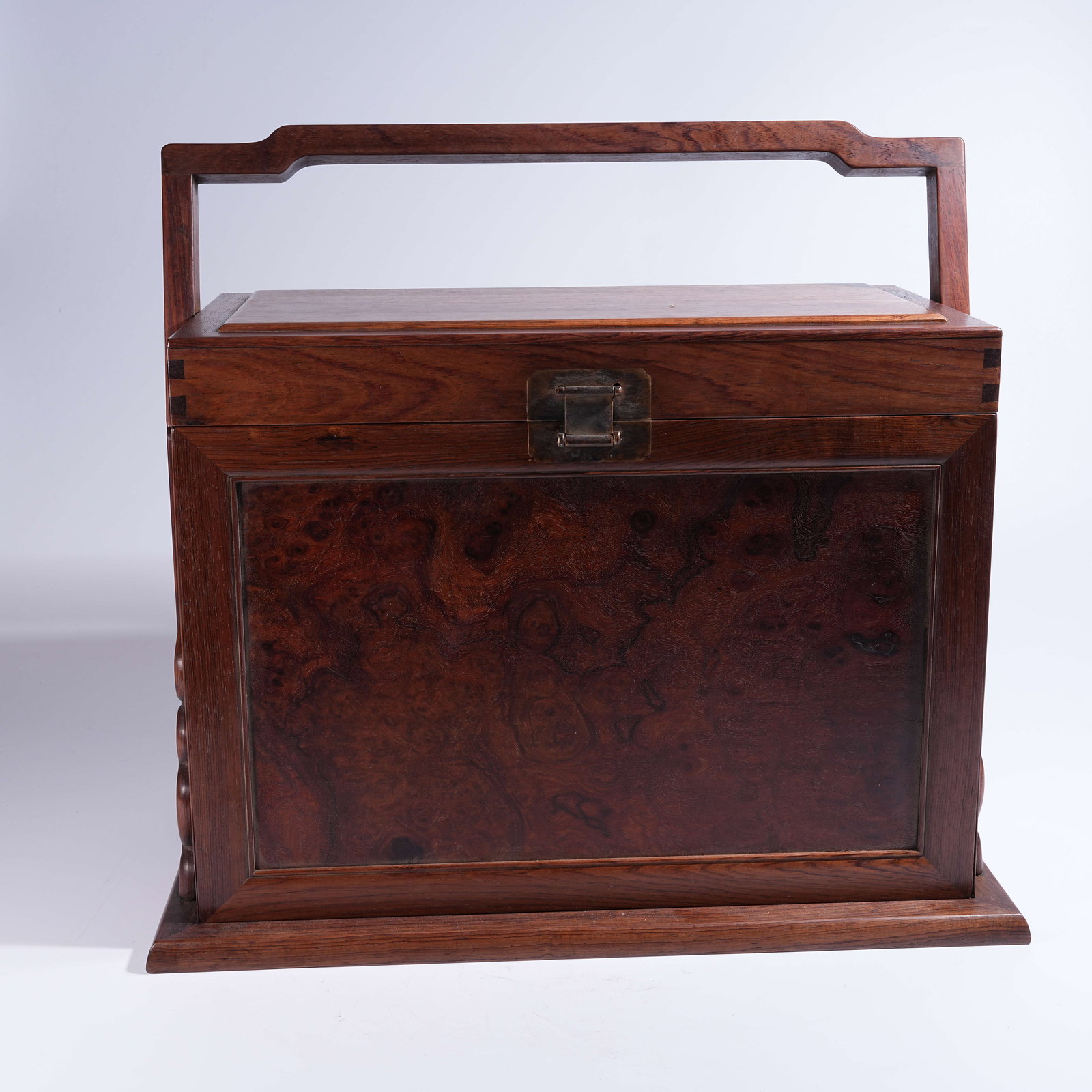 A HUANGHUALI MULTI-TIER CURIO CABINET WITH HANDLE (1 of 8)