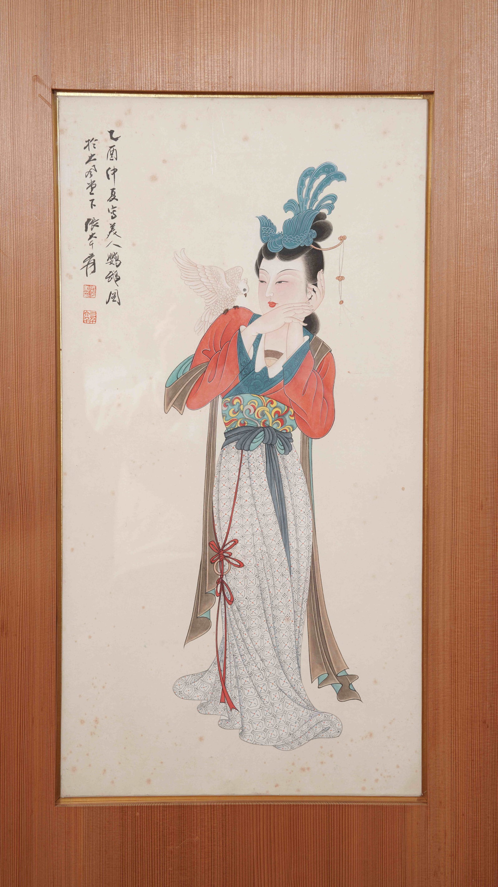 A COURT LADIES ON PAPER BY ZHANG DAQIAN (FRAMED).張大千: Court Ladies on Paper by Zhang Daqian (framed).張大千