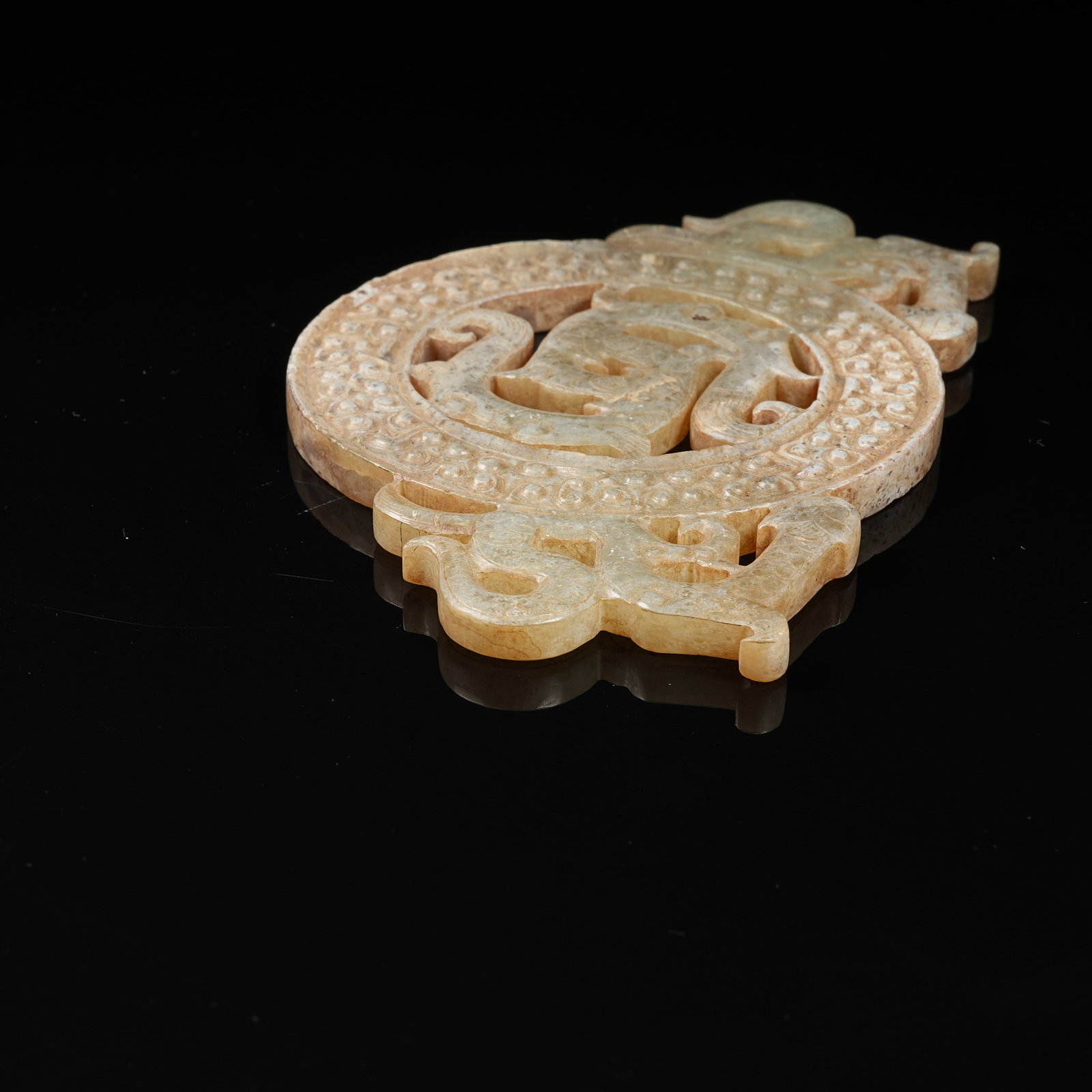 A ARCHAIC JADE DRAGON-PATTERN OPENWORK BI DISC - 6