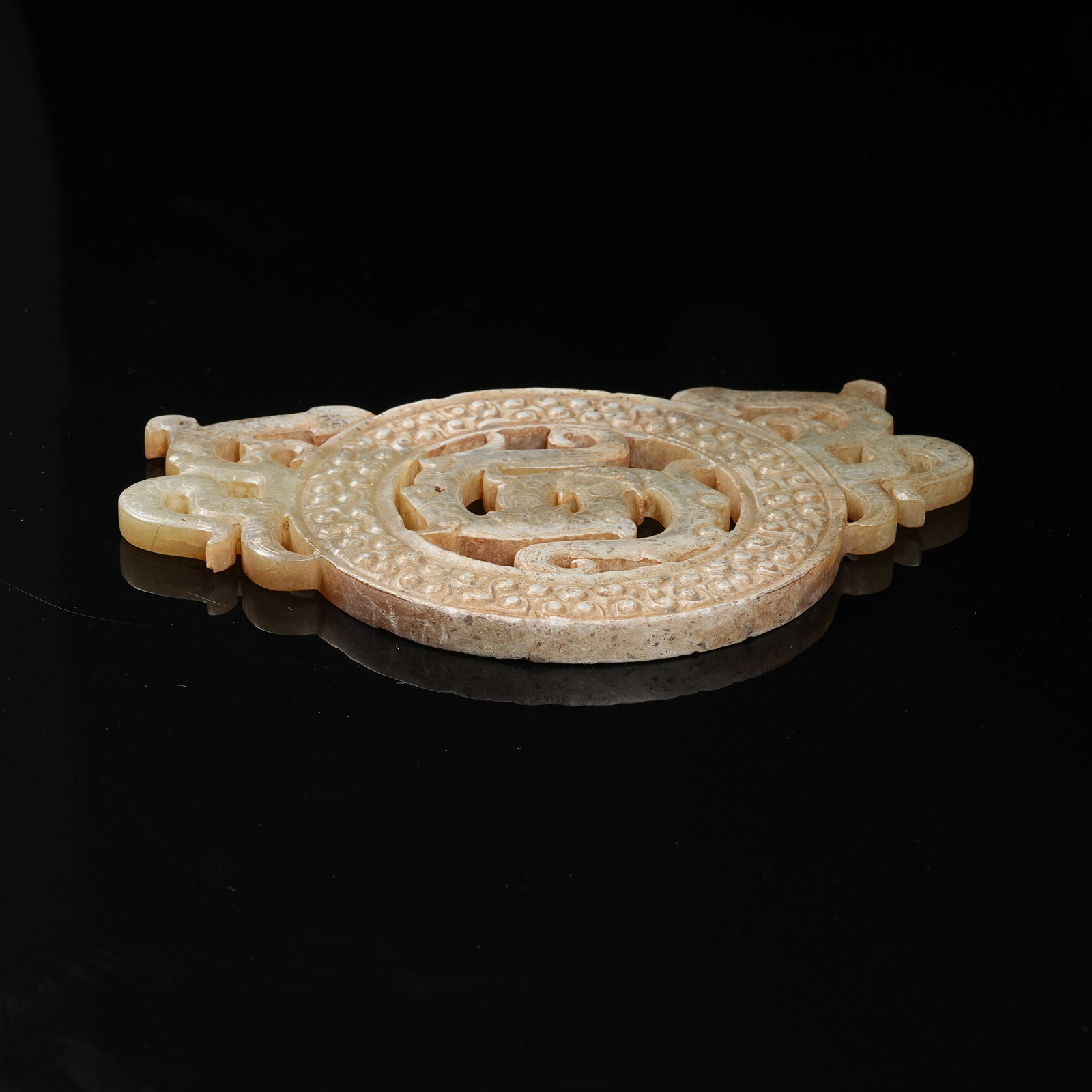 A ARCHAIC JADE DRAGON-PATTERN OPENWORK BI DISC - 8