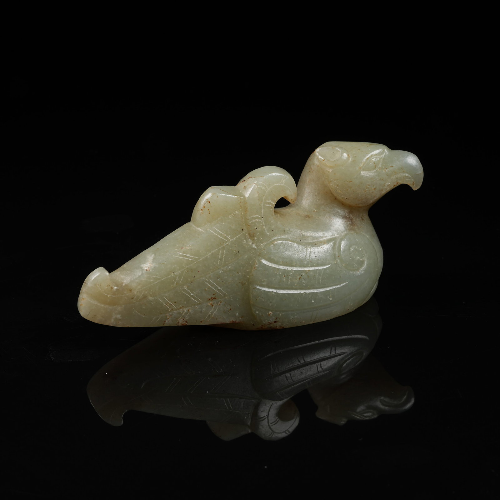 A ARCHAIC JADE PHOENIX-HEAD STAFF FINIAL (1 of 8)