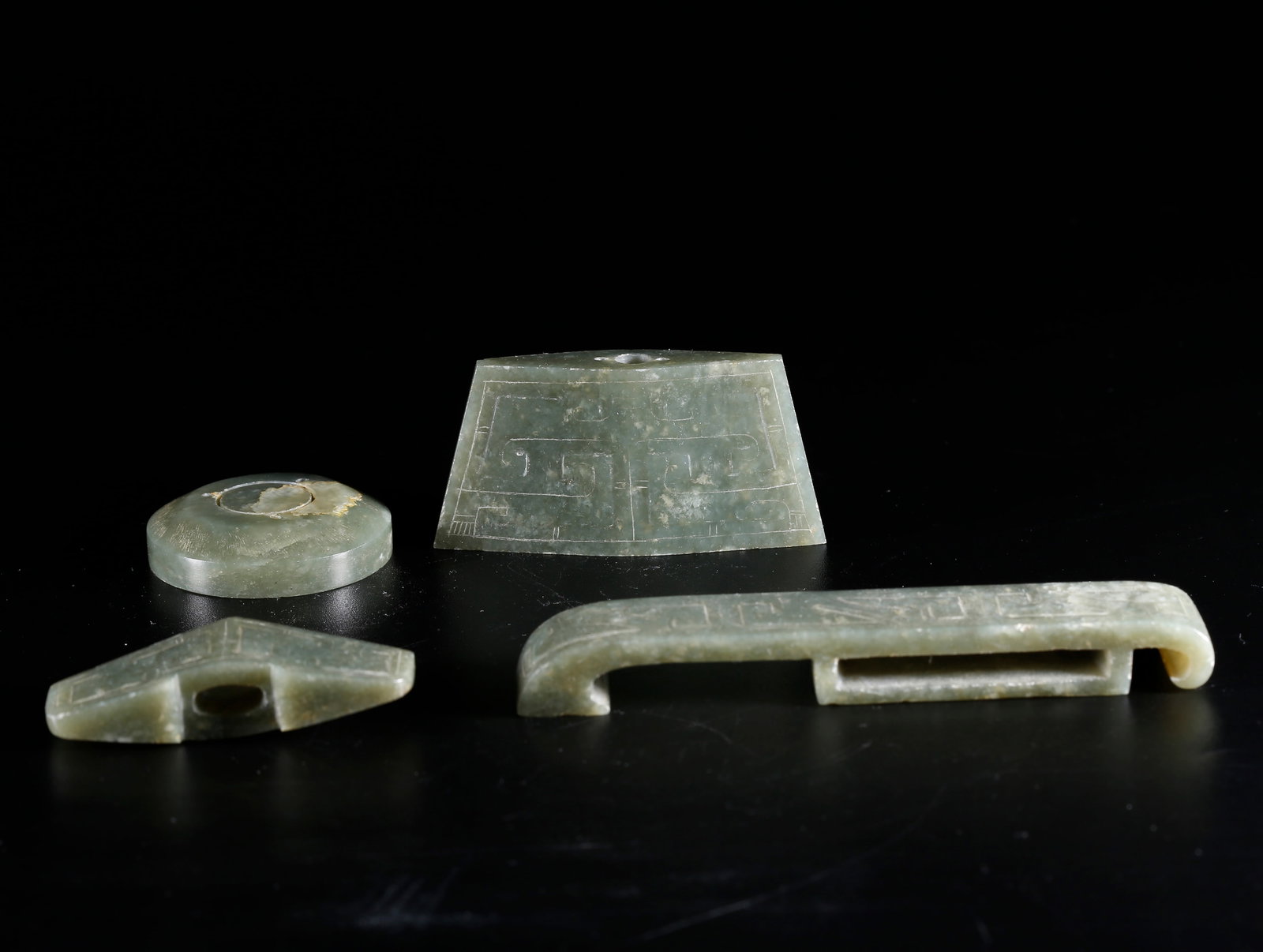 A HETIAN JADE SWORD ORNAMENTS (COMPLETE SET): Hetian Jade Sword Ornaments (Complete Set)