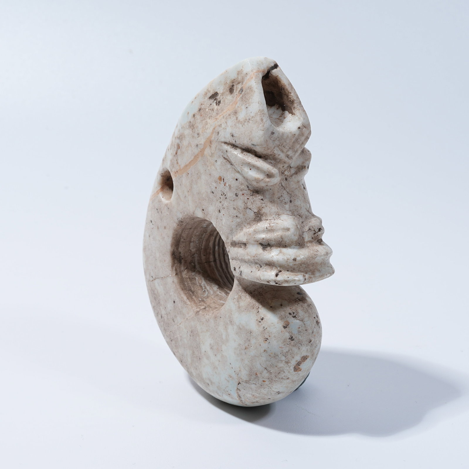 A HONGSHAN CULTURE ARCHAIC JADE PIG-DRAGON PENDANT: Hongshan Culture archaic jade pig-dragon pendant