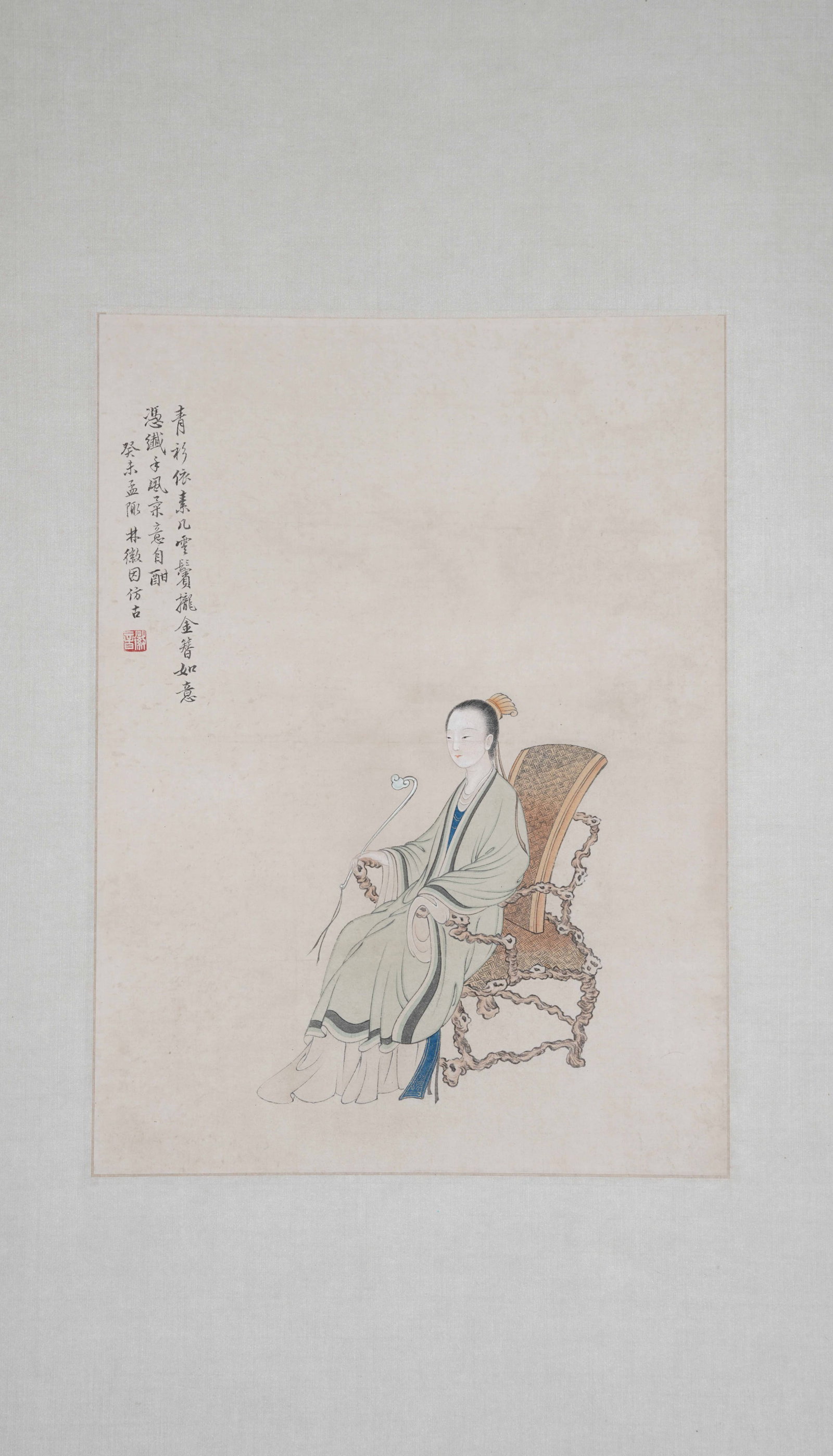 A FIGURE PAINTING ON PAPER BY LIN HUIYIN.林徽因: Figure Painting on Paper by Lin Huiyin.林徽因