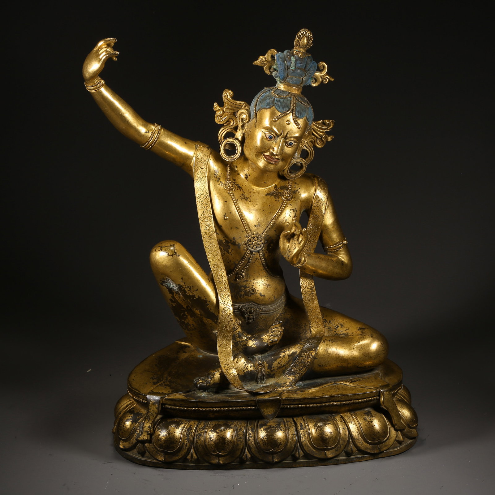 A GILDED BRONZE GREAT ACHIEVER STATUE: Gilded bronze Great Achiever statue