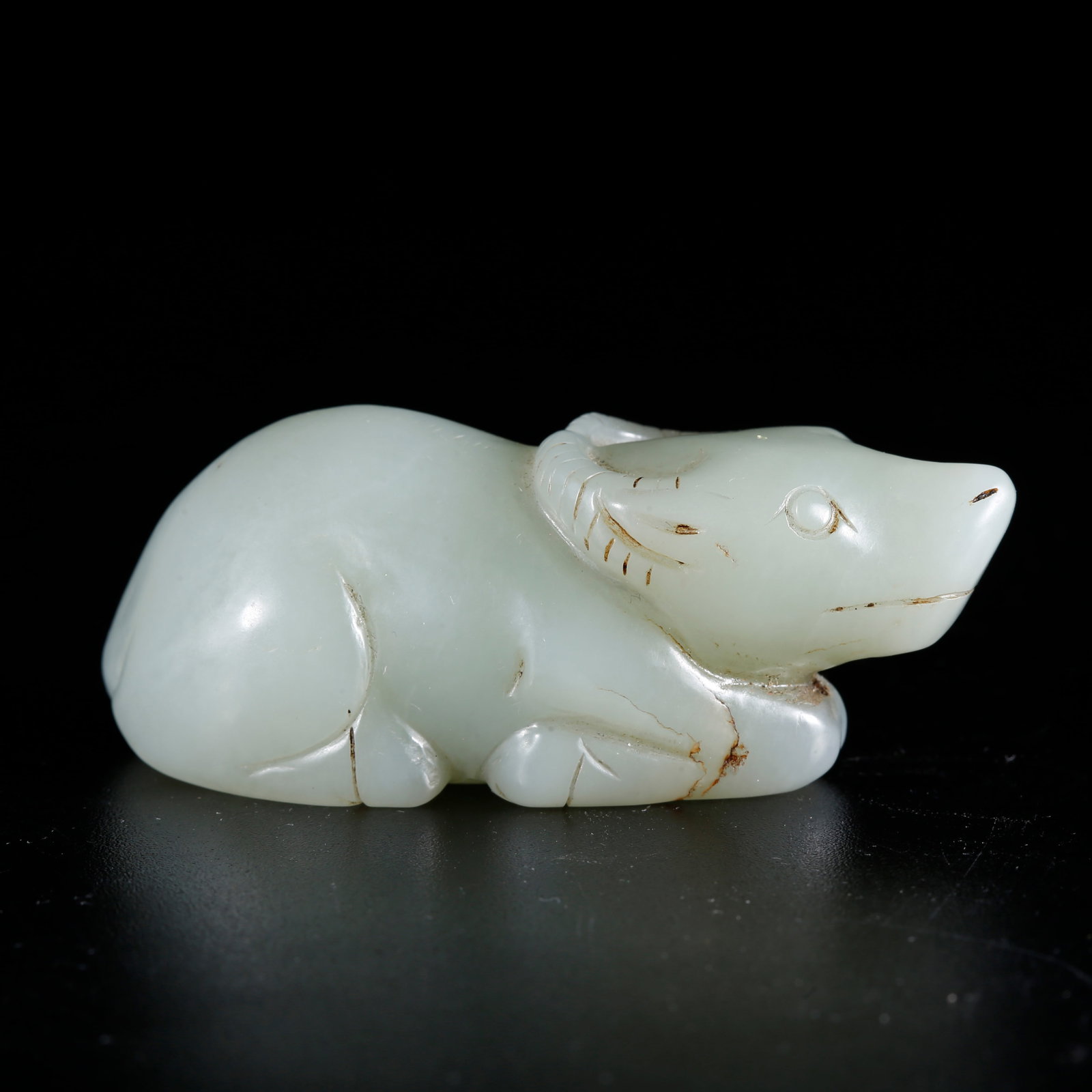 A HETIAN JADE CARVED HERDBOY-WITH-OX FIGURINE (1 of 9)