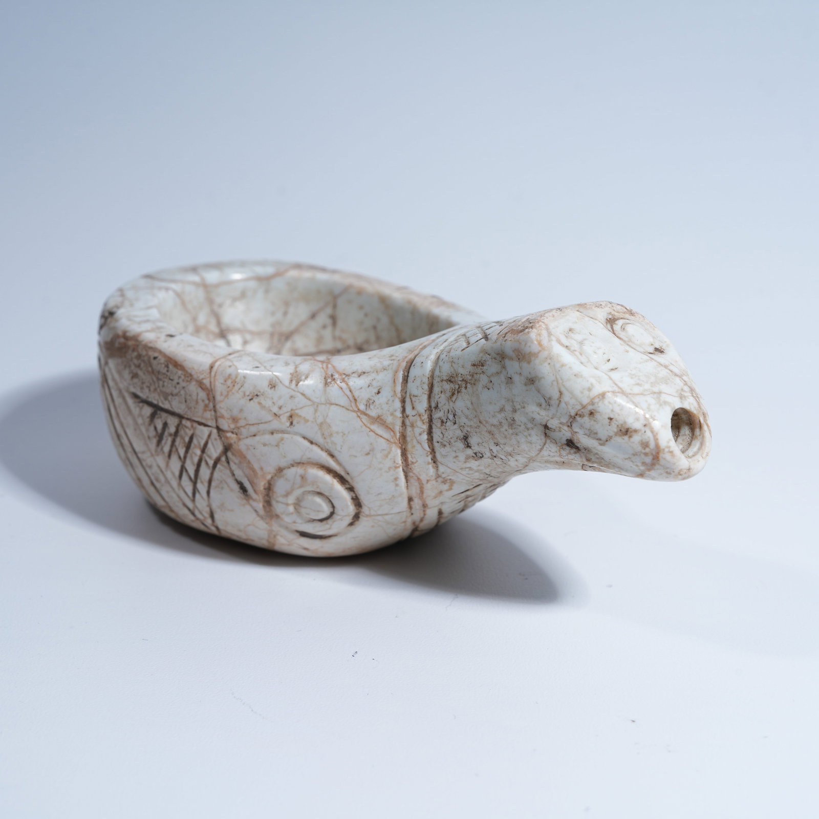 A HONGSHAN CULTURE ARCHAIC JADE ANTHROPOMORPHIC FACE VESSEL: Hongshan Culture archaic jade anthropomorphic face vessel