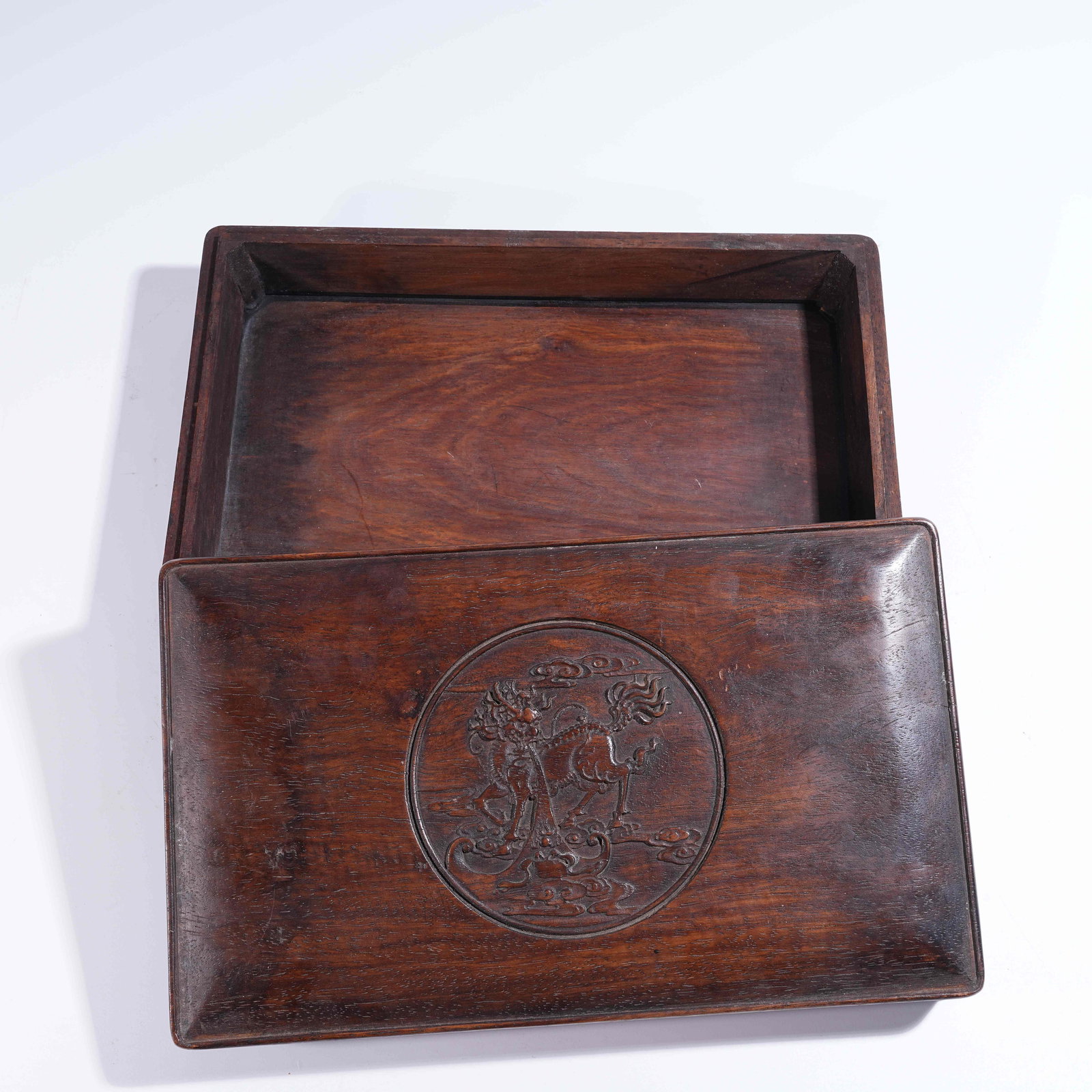 A ZITAN SQUARE COVERED BOX WITH QILIN MOTIFS (1 of 10)
