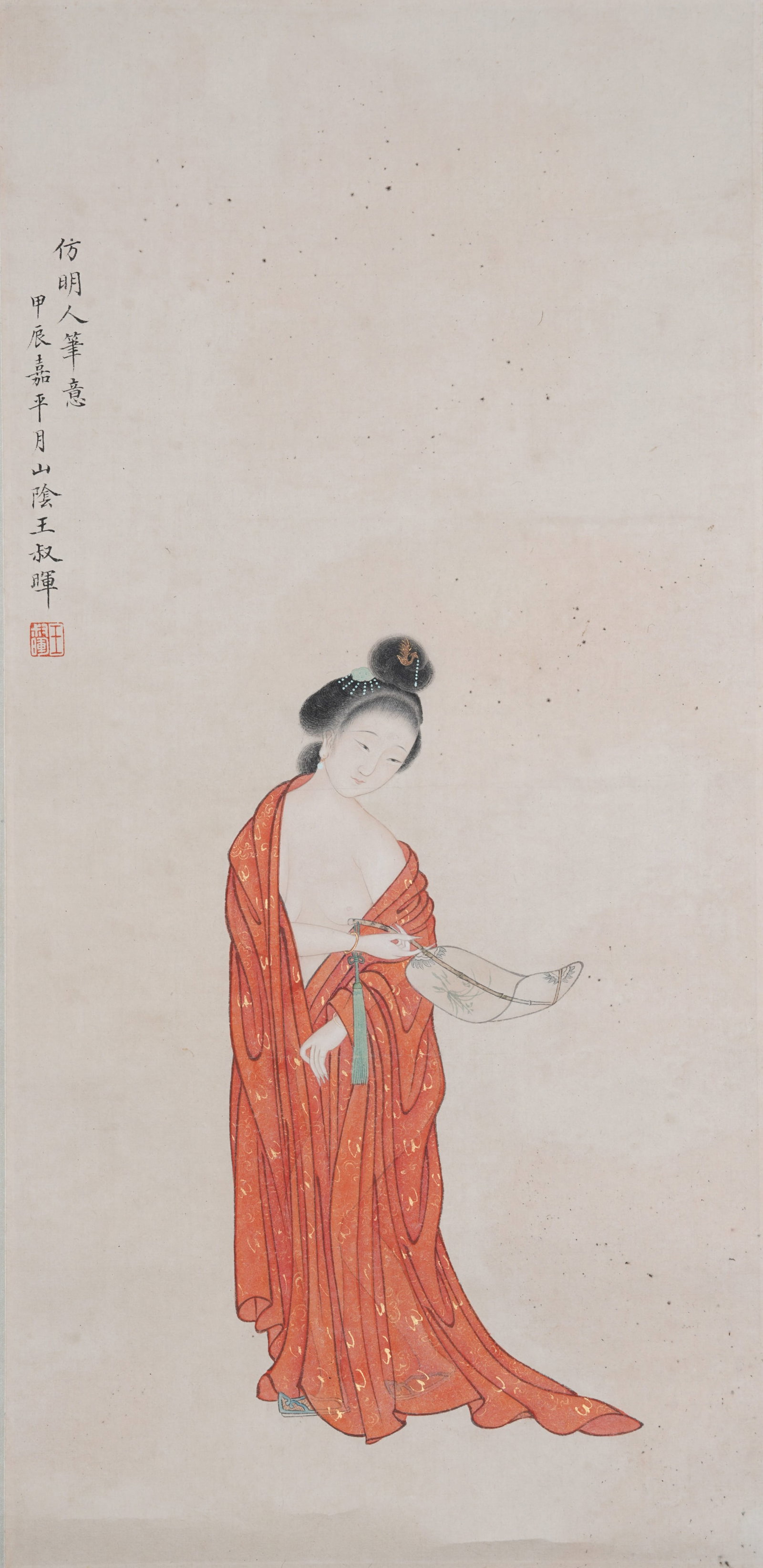 A COURT LADIES ON PAPER BY WANG SHUHUI.王叔暉: Court Ladies on Paper by Wang Shuhui.王叔暉