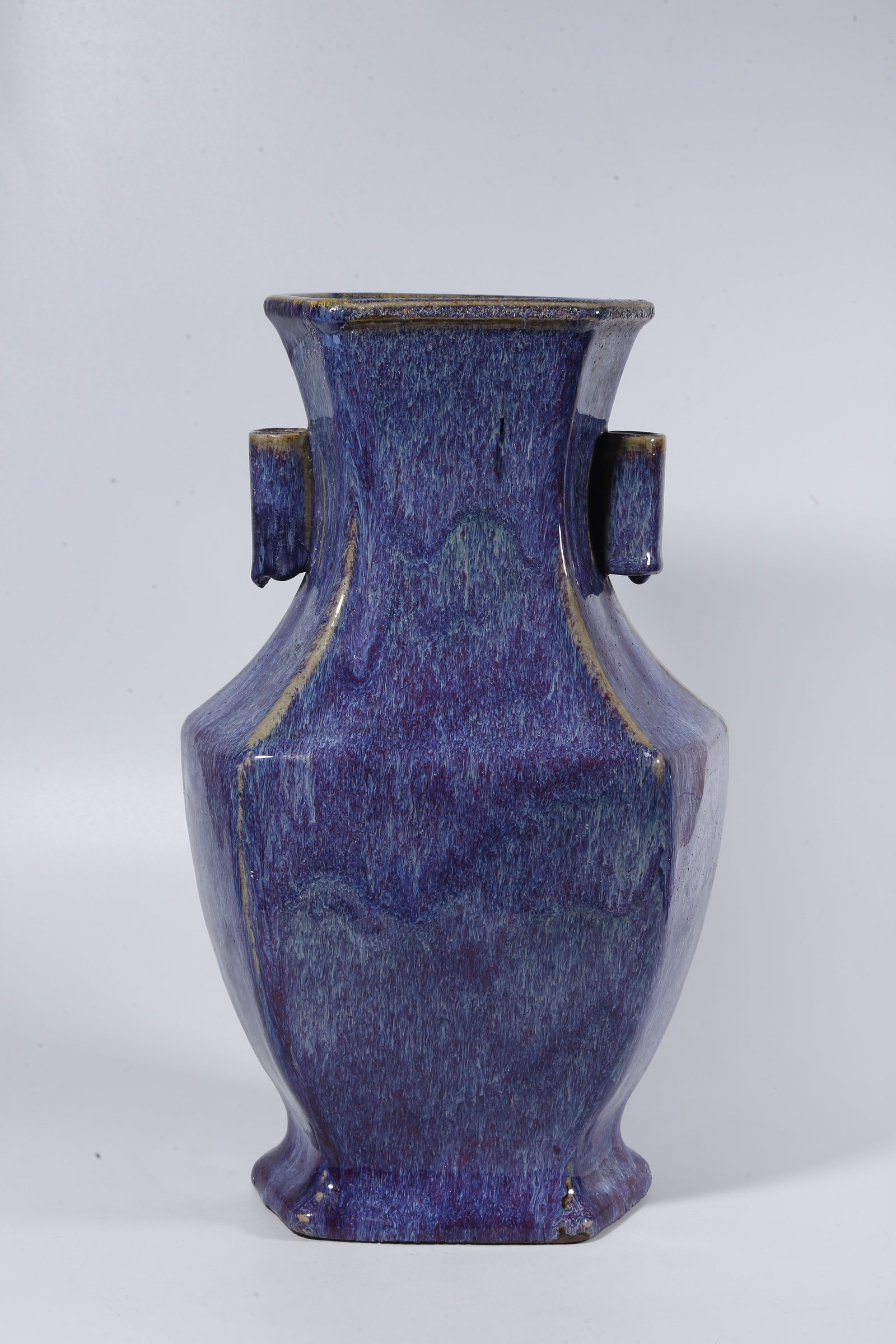 A KILN TRANSMUTATION GLAZED VASE WITH DOUBLE PIERCED EARS (1 of 9)