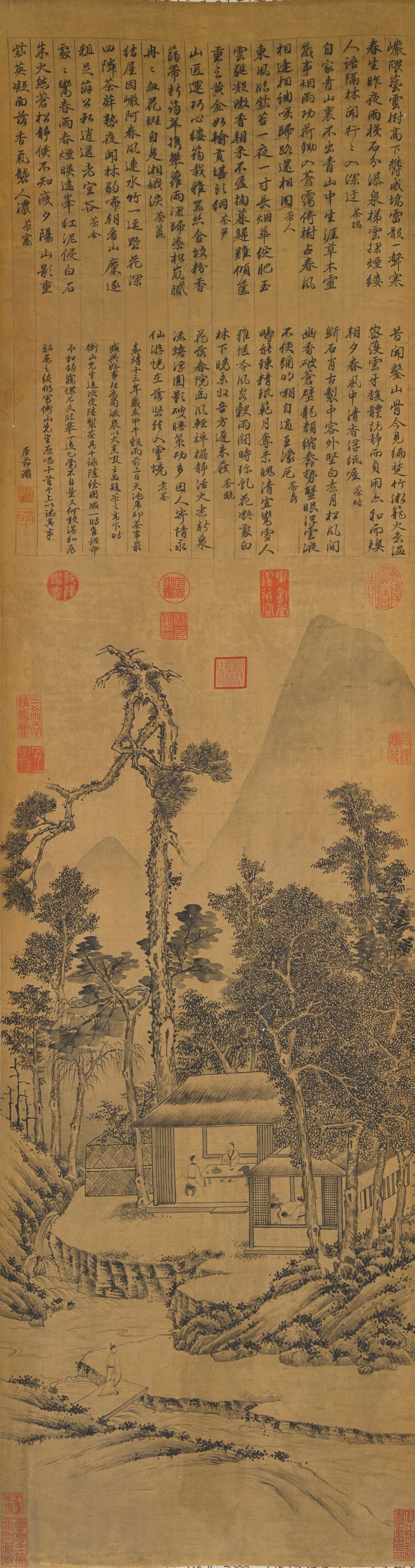 A LANDSCAPE WITH FIGURES ON SILK BY JU JIE.居節 (1 of 10)