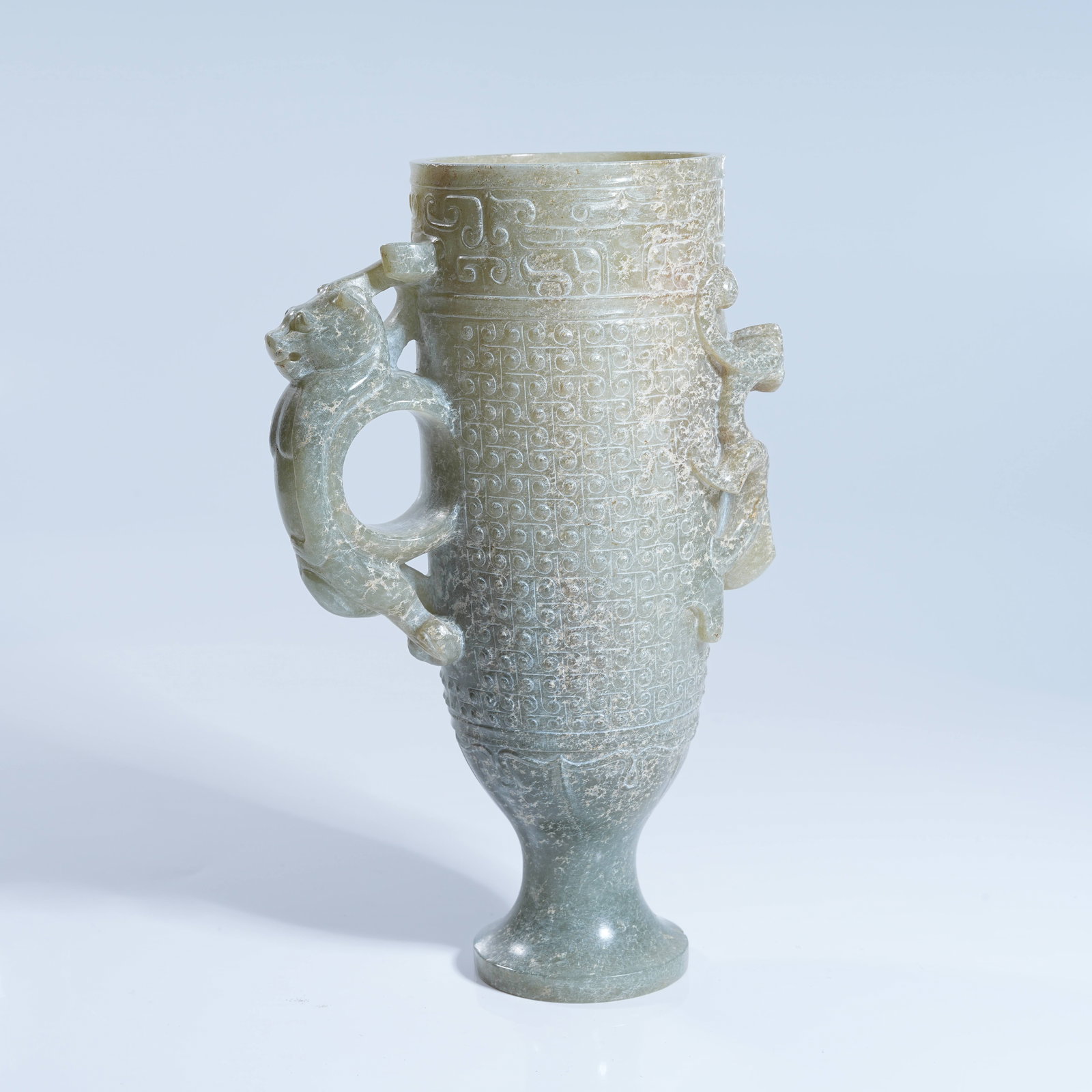 A ANCIENT JADE DRAGON-HANDLED CUP (1 of 10)
