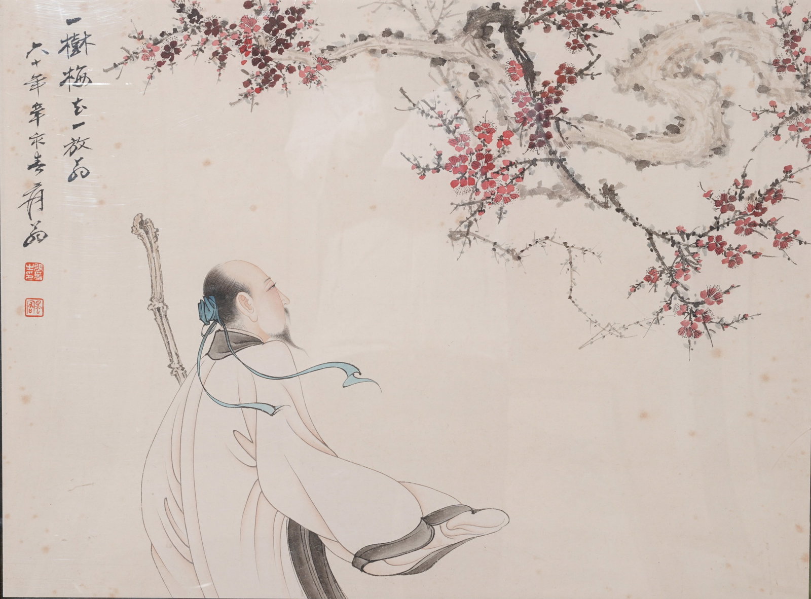 A ELEGANT SCHOLARS ON PAPER BY ZHANG DAQIAN (FRAMED).張大千: Elegant Scholars on Paper by Zhang Daqian (framed).張大千