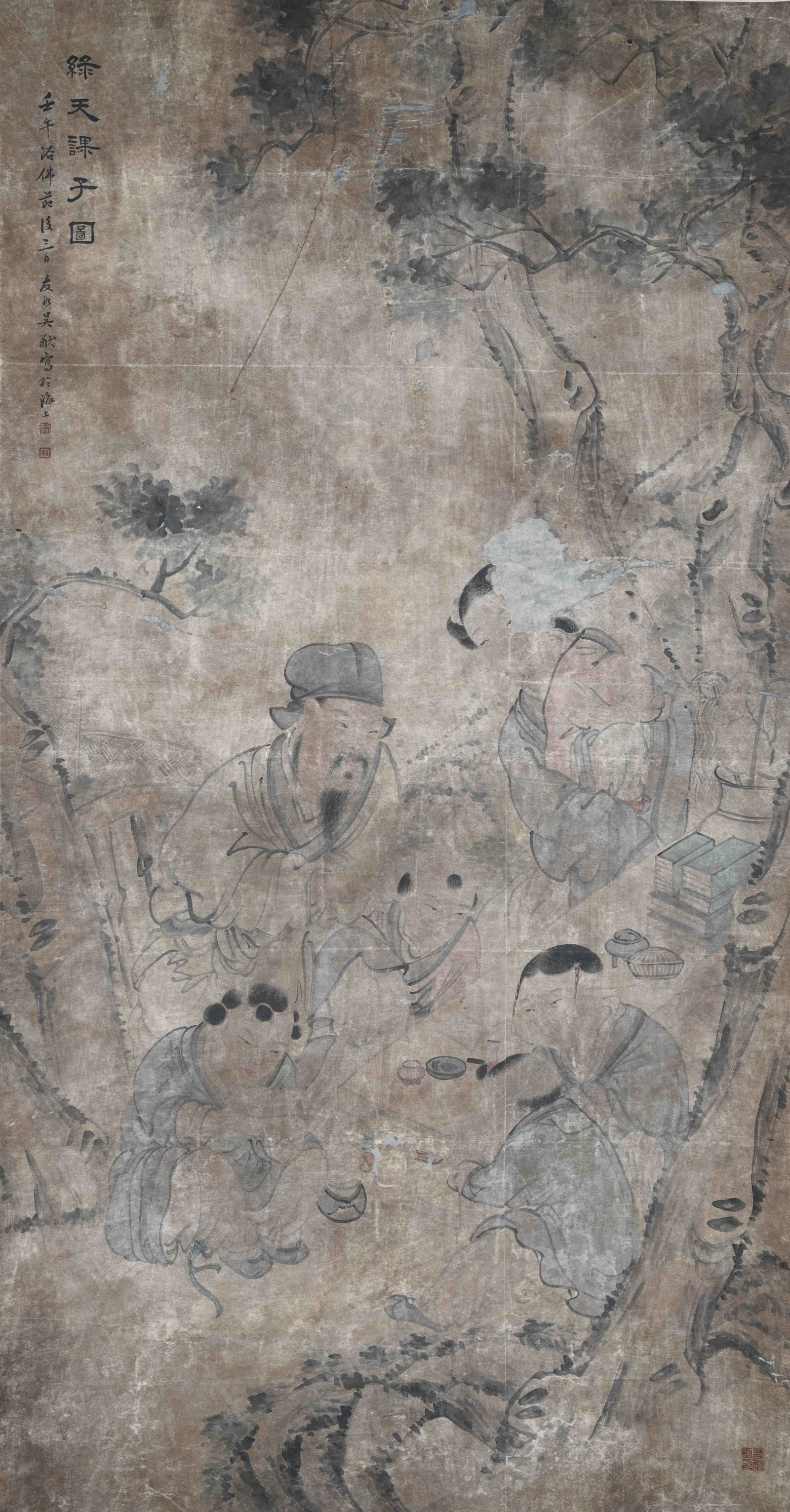 A TEACHING PAINTING ON PAPER BY WU YOURU.吳友如: Teaching painting on paper by Wu Youru.吳友如