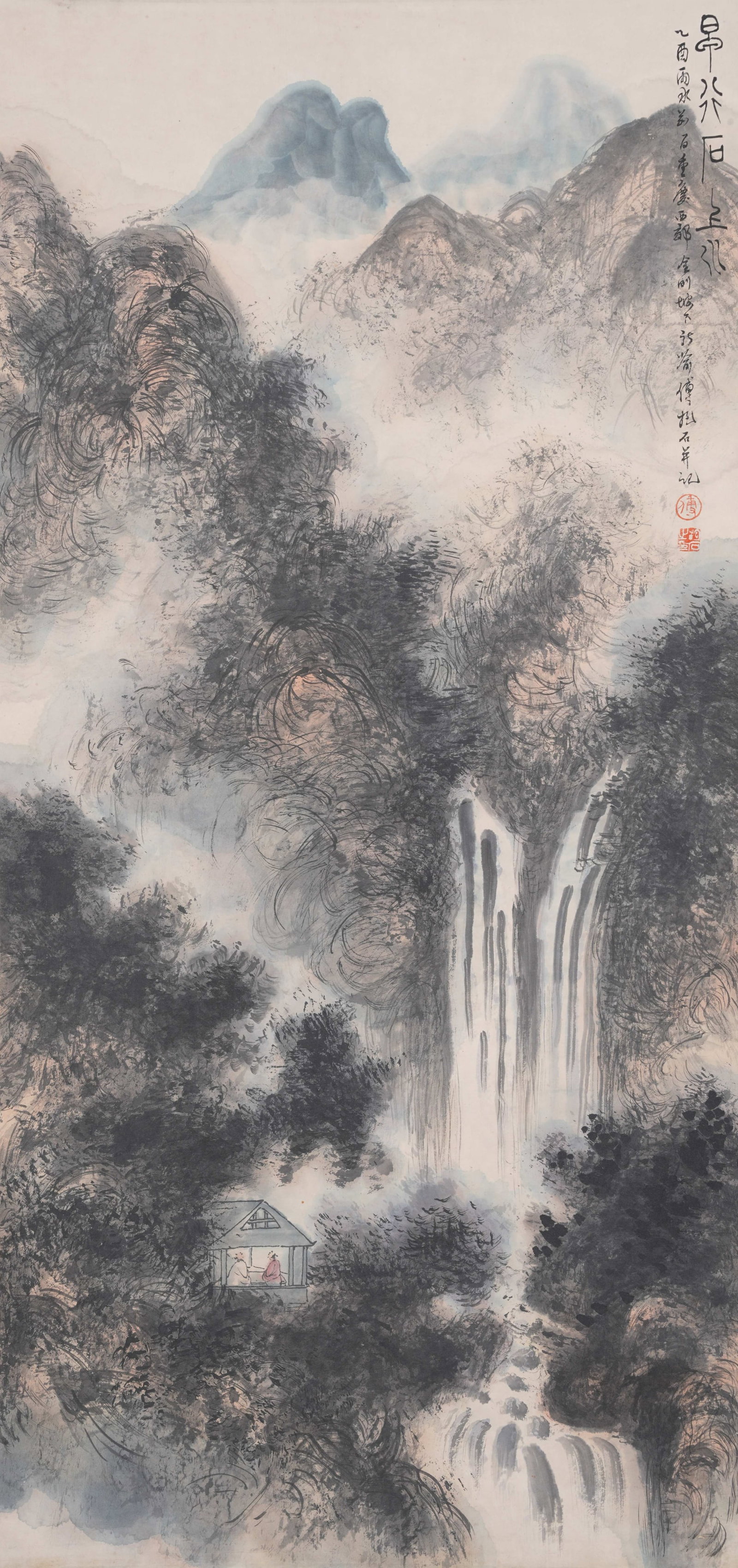 A LANDSCAPE ON PAPER BY FU BAOSHI.傅抱石: Landscape on Paper by Fu Baoshi.傅抱石