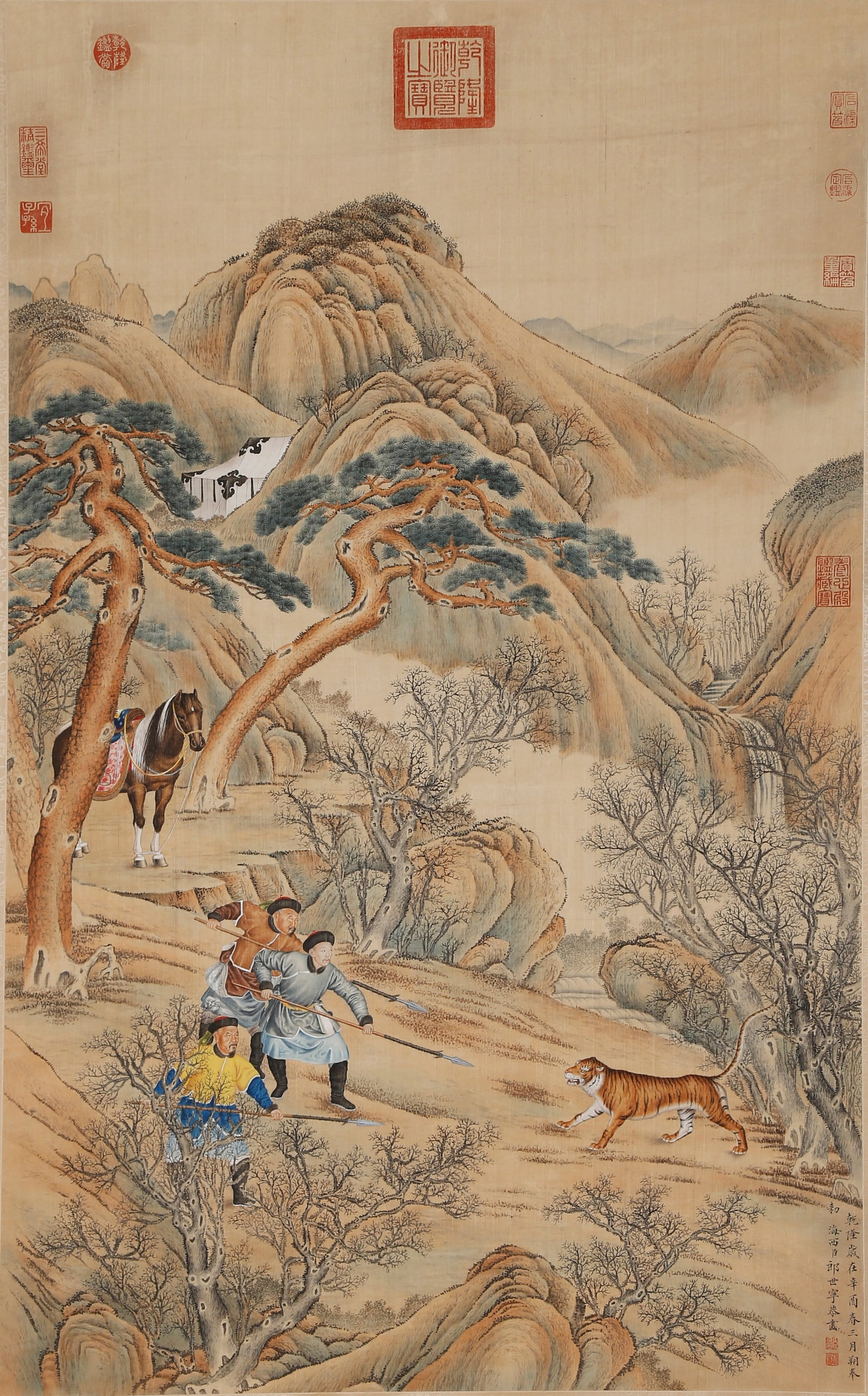 A HUNTING PAINTING ON SILK BY GIUSEPPE CASTIGLIONE.郎世寧 (1 of 10)