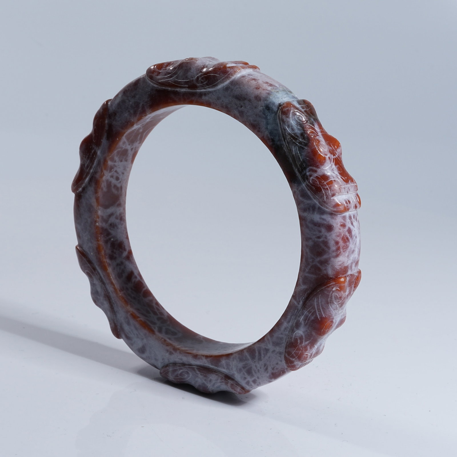 A ANCIENT JADE LIANGZHU CULTURE DIVINE HUMAN FACE BRACELET (1 of 9)