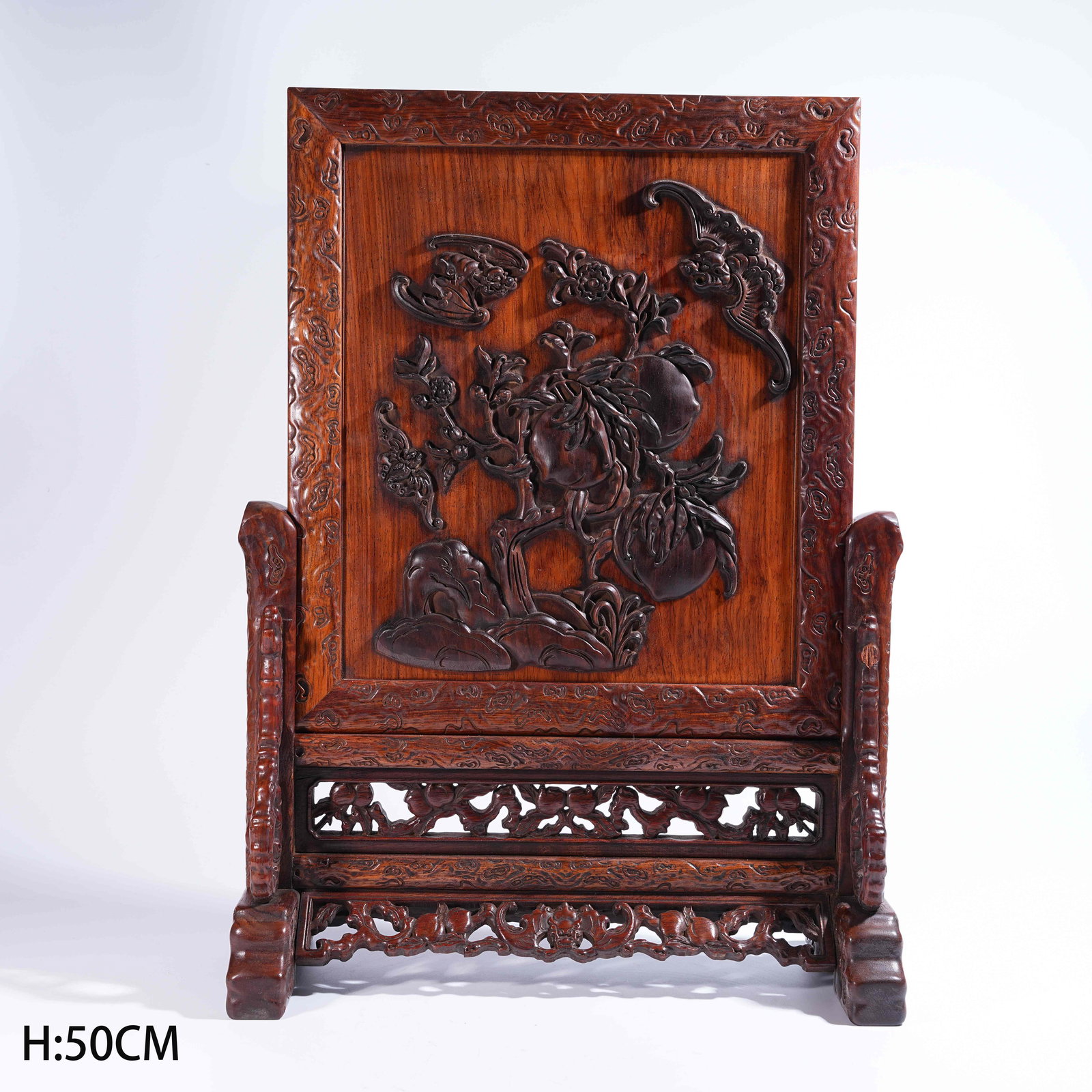 A HUANGHUALI TABLE SCREEN WITH "ELEPHANT OF PEACE" MOTIF (1 of 9)