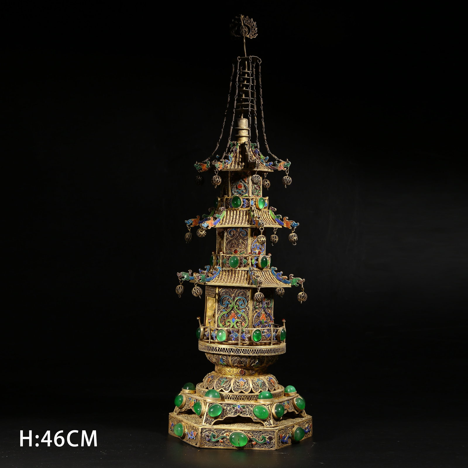 A GILDED SILVER FILIGREE STUPA (1 of 10)