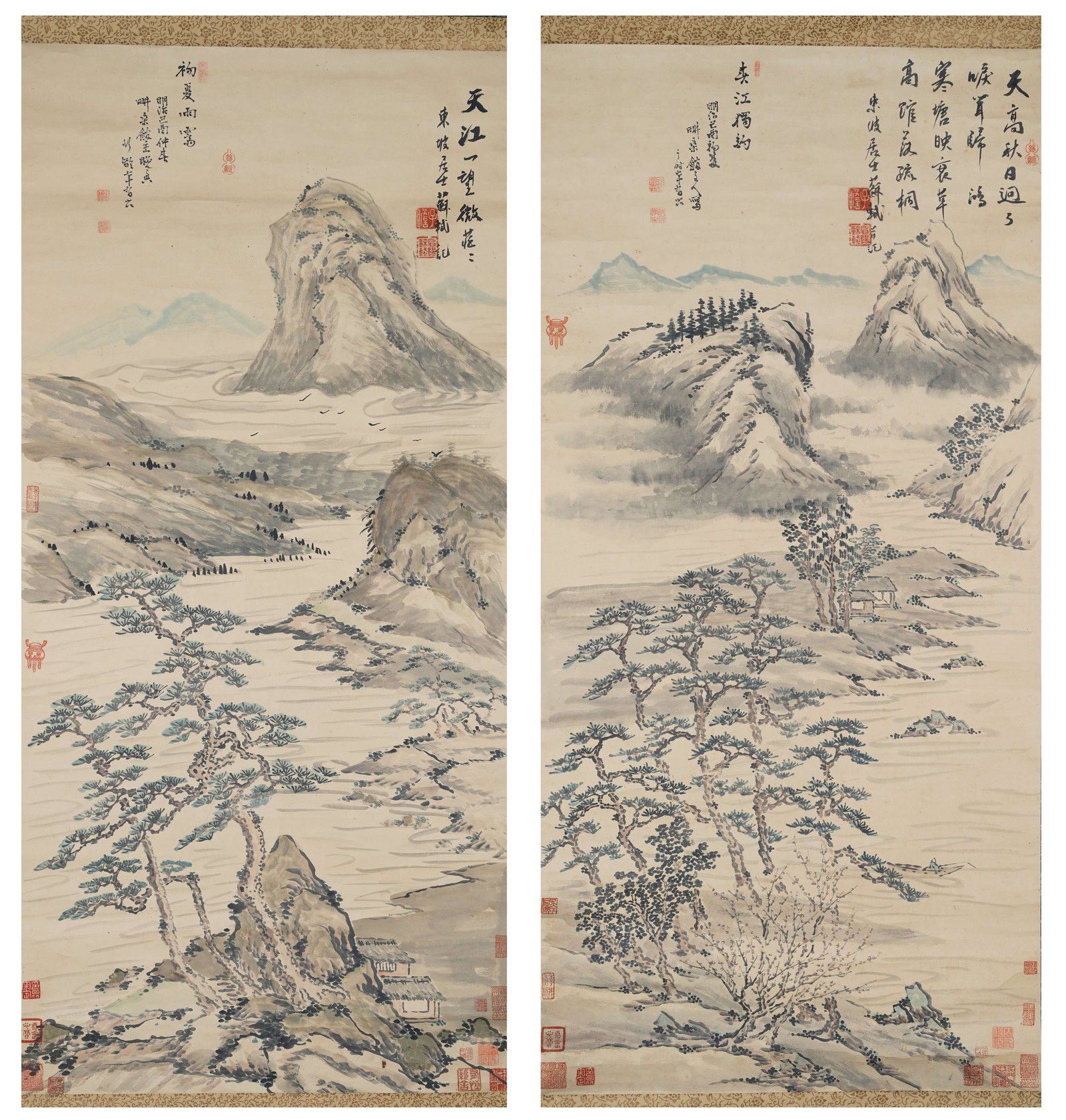 A TWO LANDSCAPE PAINTINGS ON PAPER BY SU SHI.蘇軾 (1 of 20)