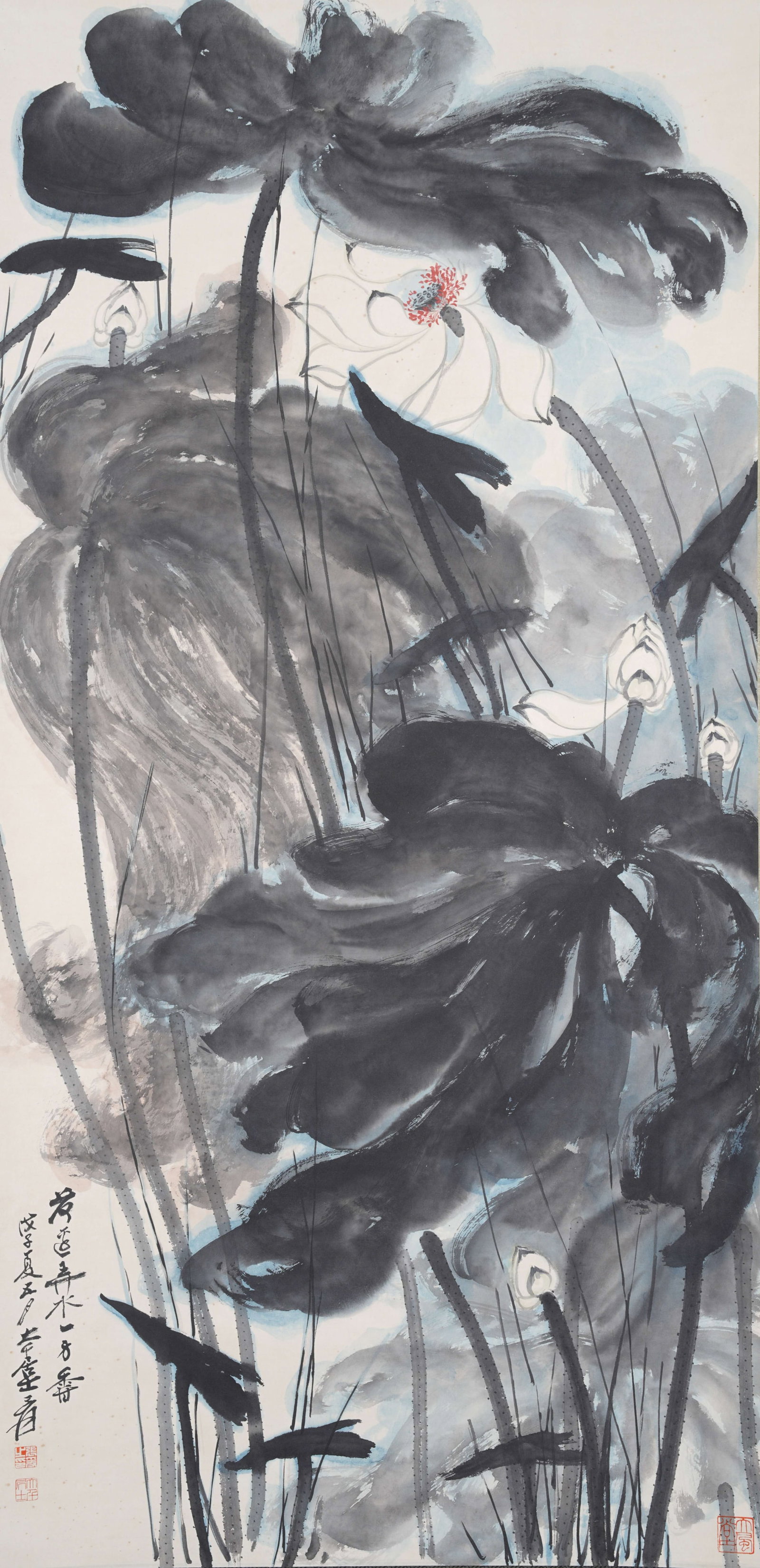 A LOTUS FLOWERS ON PAPER BY ZHANG DAQIAN.張大千 (1 of 10)