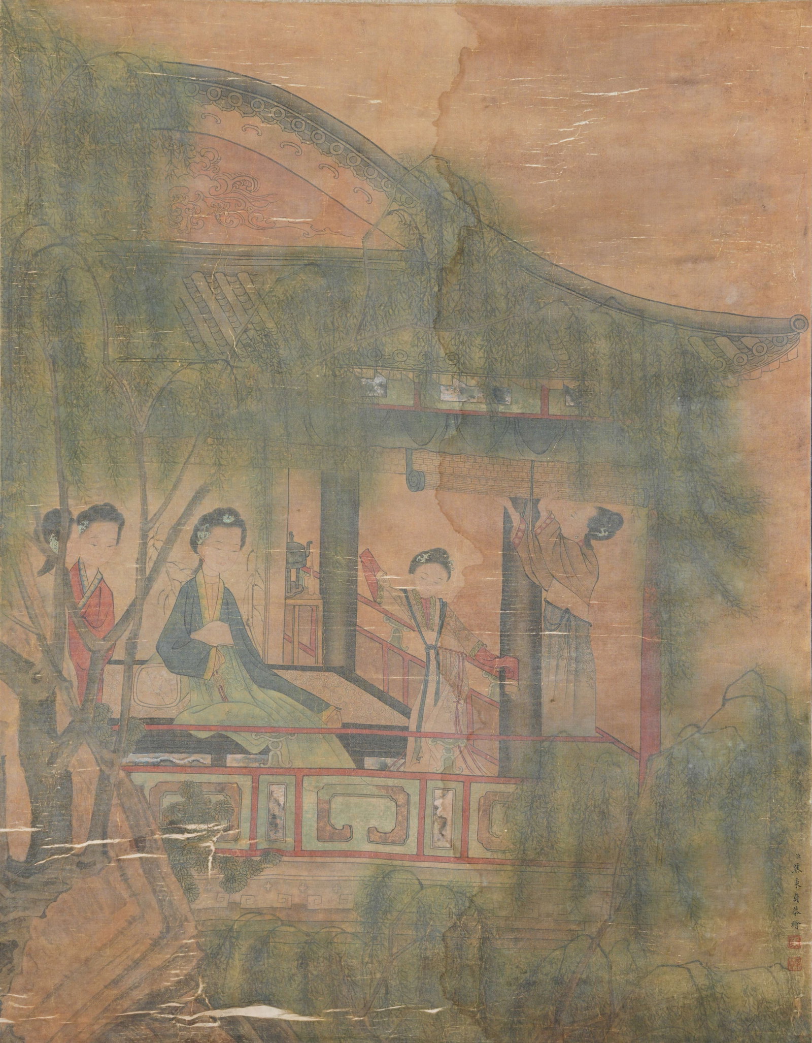 A BEAUTY PAINTING ON SILK BY JIAO BINGZHEN.焦秉貞 (1 of 9)