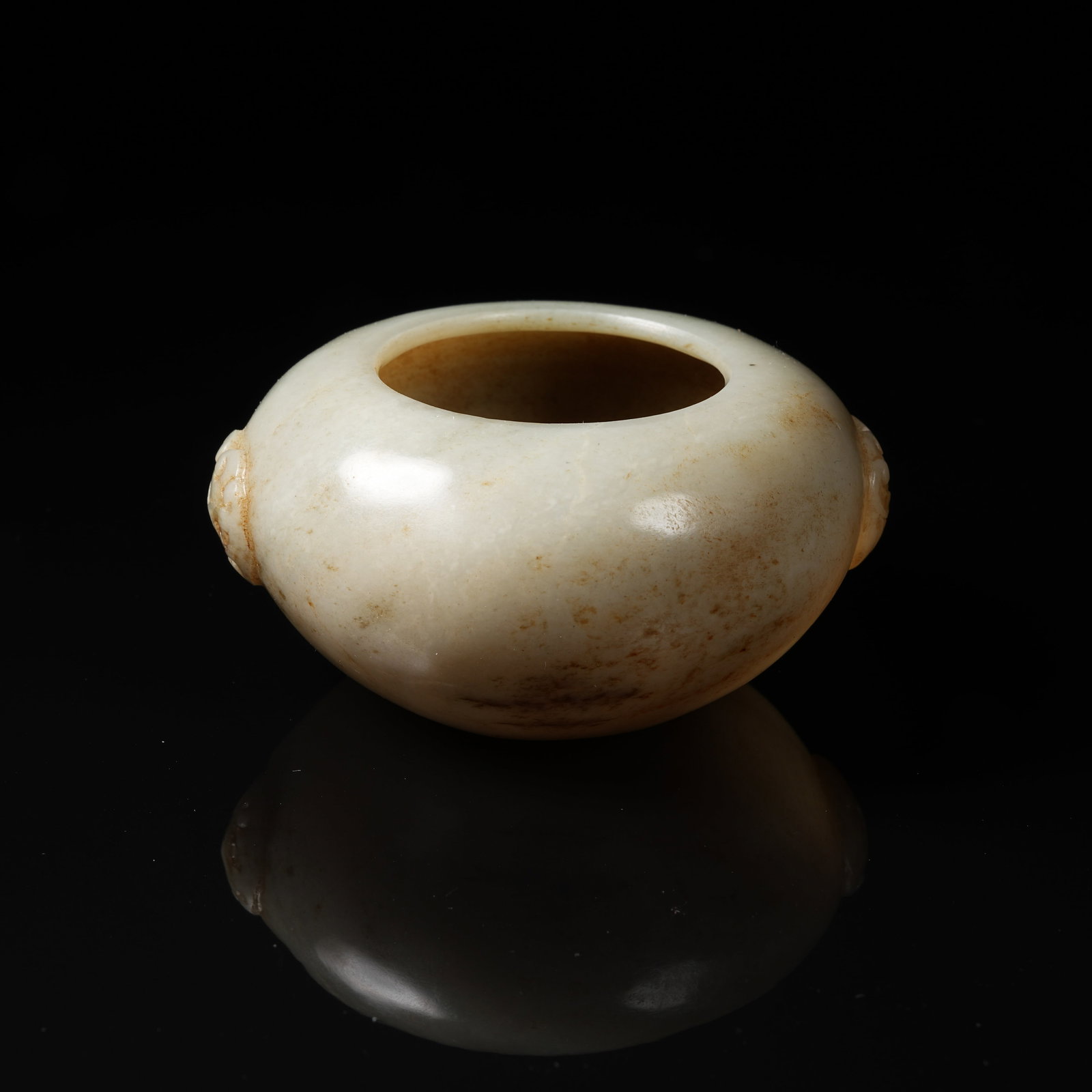 A ARCHAIC JADE BEAST-EAR CENSER: Archaic jade beast-ear censer