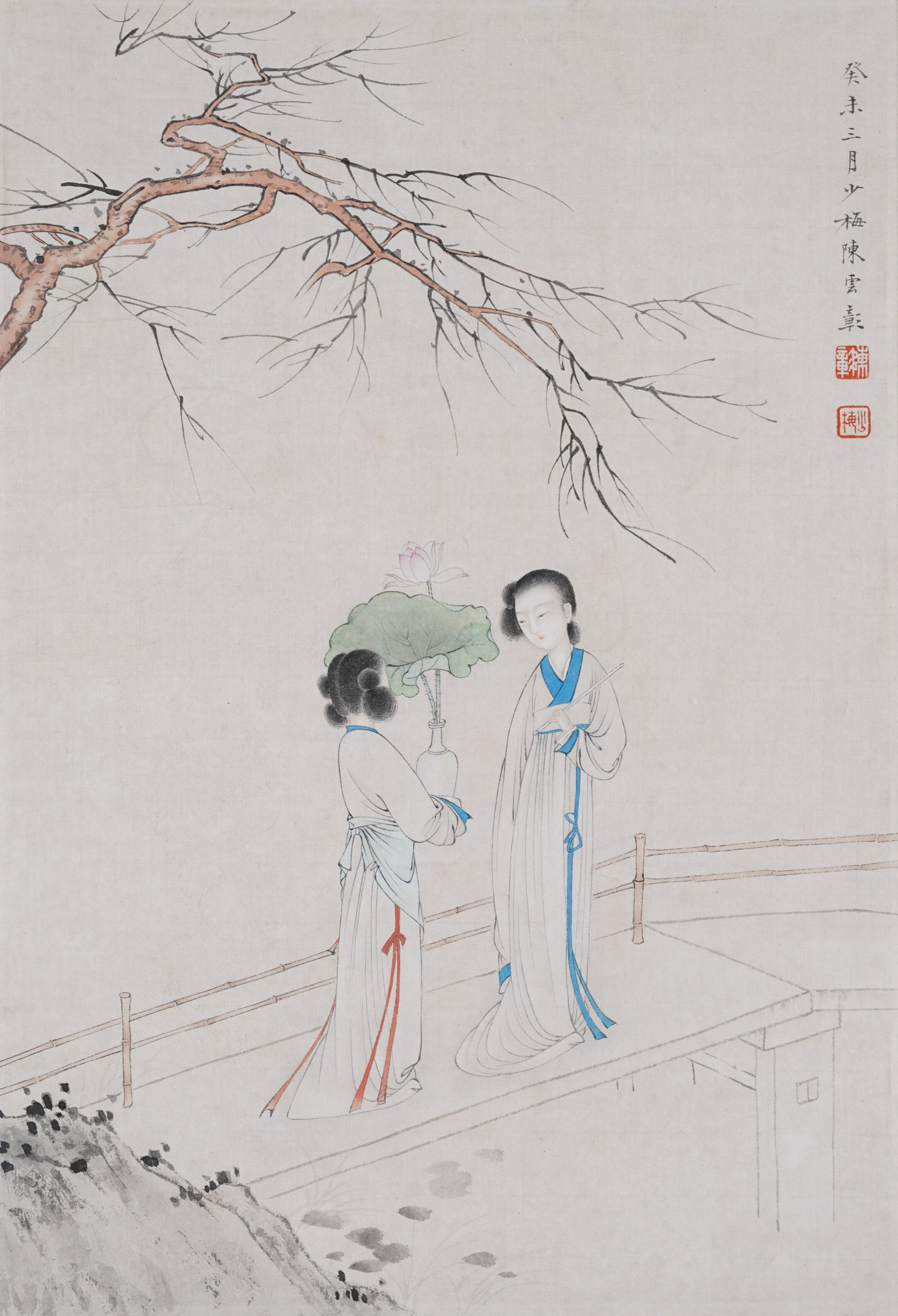 A COURT LADIES ON PAPER BY CHEN SHAOMEI.陳少梅 (1 of 7)