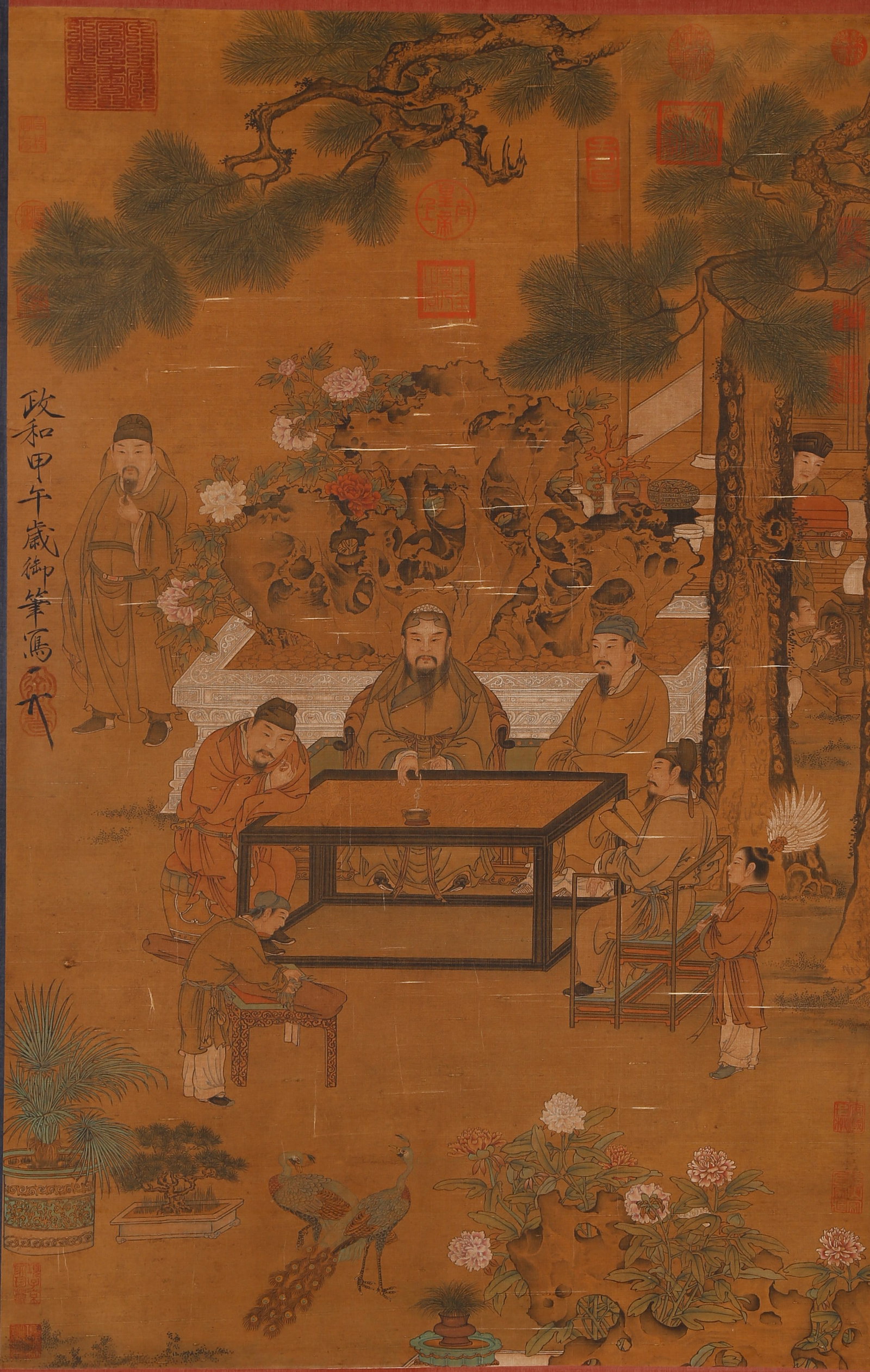 A FIGURE PAINTING ON SILK BY EMPEROR HUIZONG OF SONG.宋徽宗: Figure painting on silk by Emperor Huizong of Song.宋徽宗