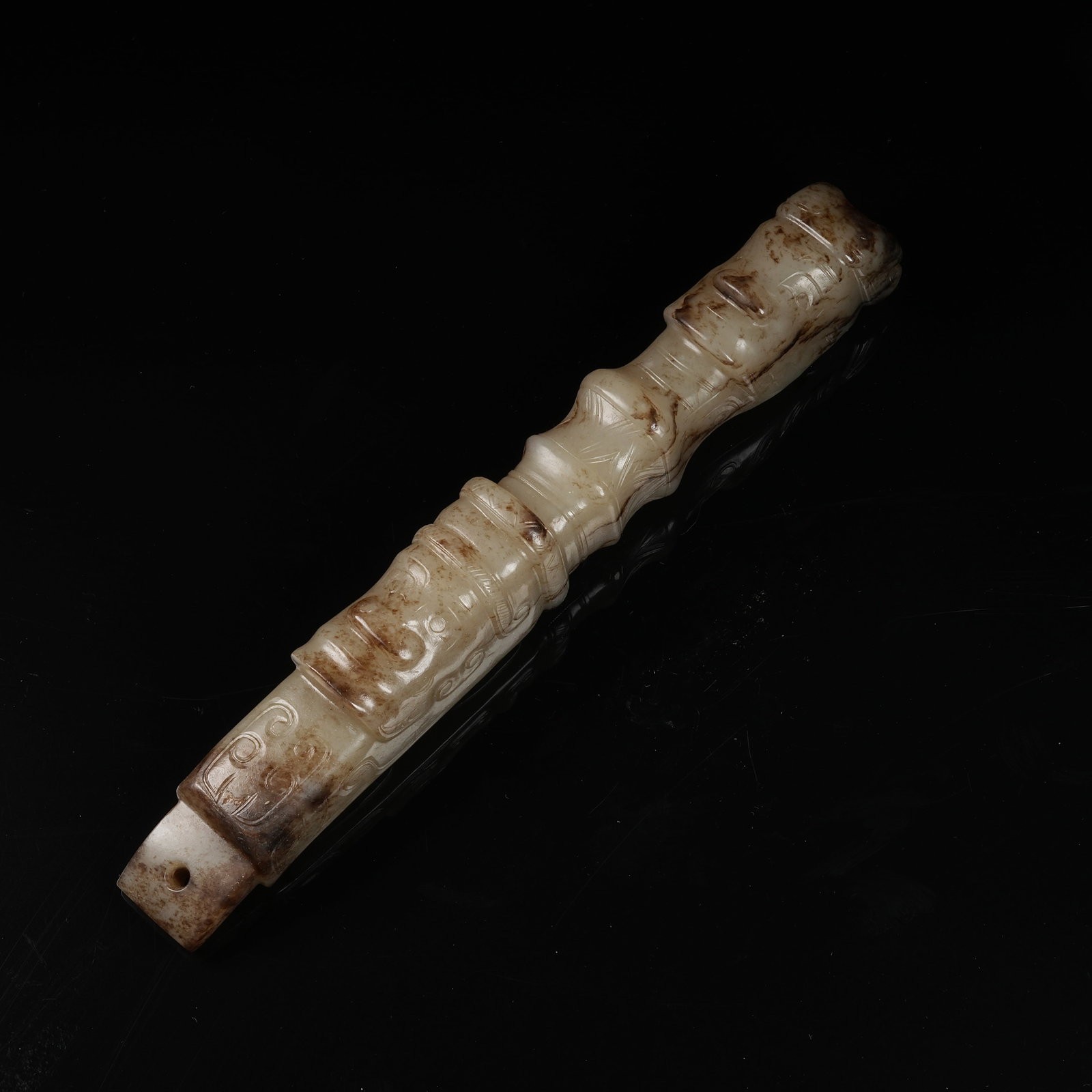A ARCHAIC JADE ANTHROPOMORPHIC FACE HANDLE-SHAPED OBJECT (1 of 11)