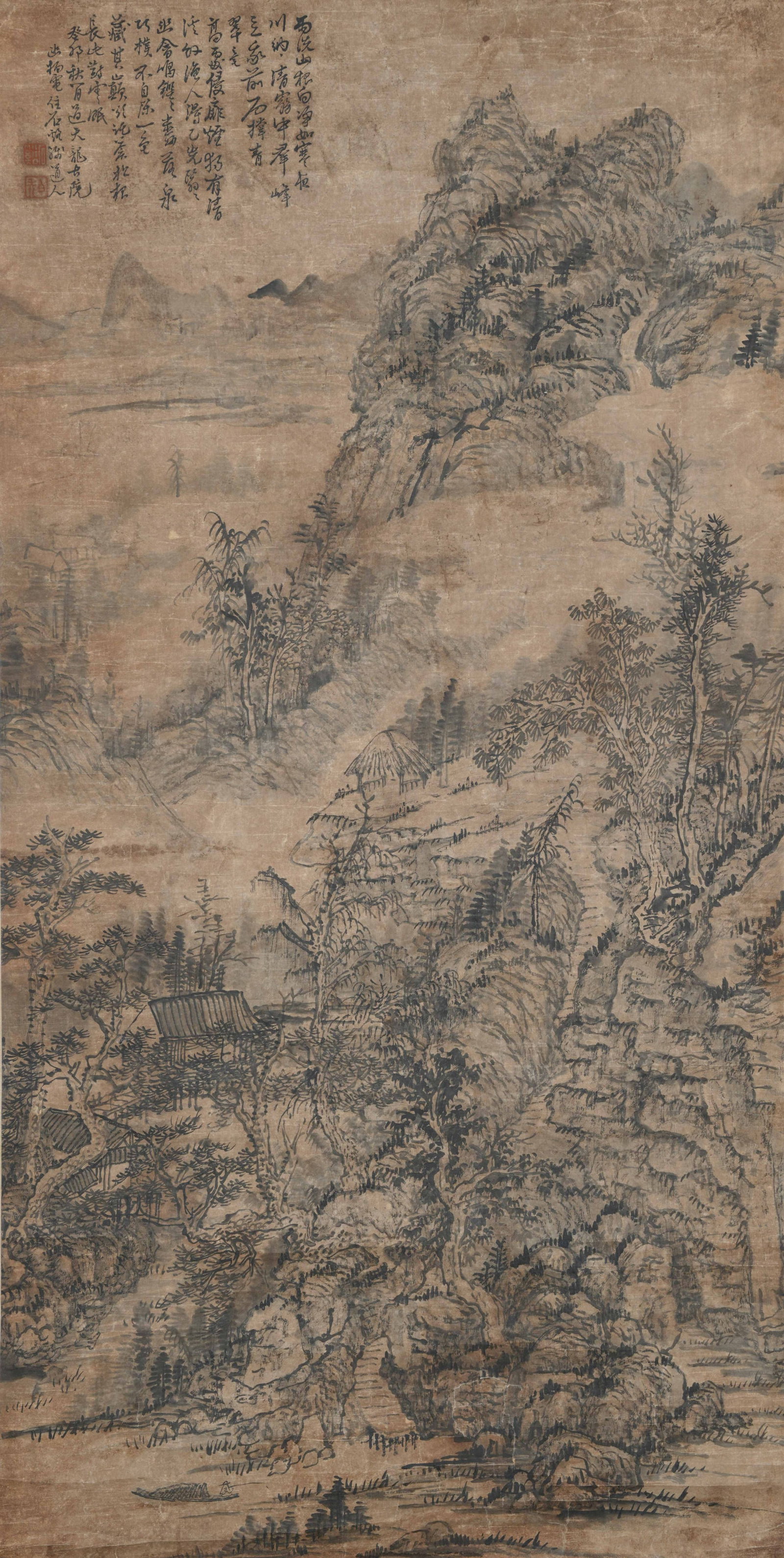 A LANDSCAPE PAINTING ON PAPER BY SHI XI.石溪: Landscape painting on paper by Shi Xi.石溪