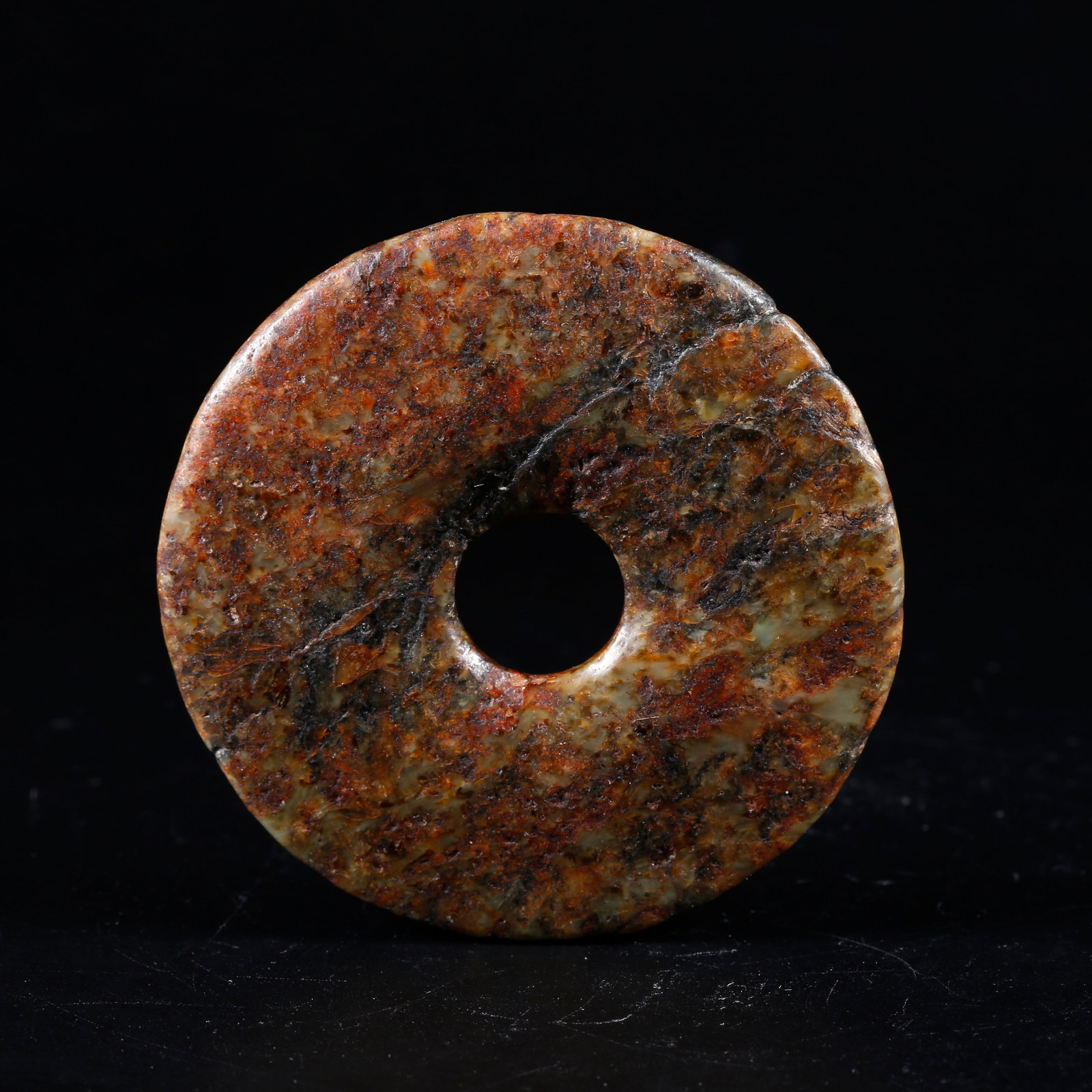 A ANCIENT JADE CARVED BI DISC: Ancient Jade Carved Bi Disc