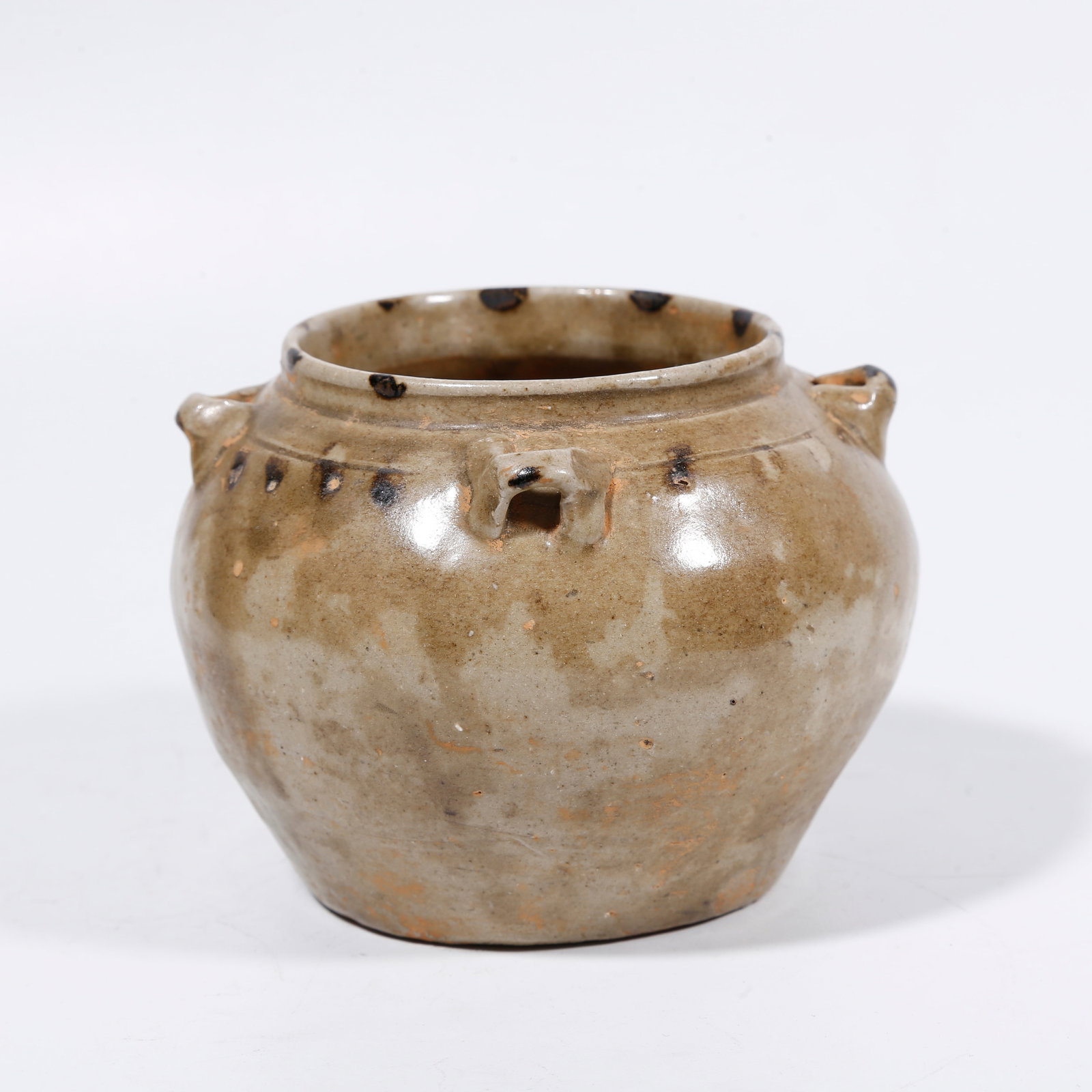 A YUE KILN FOUR-LOOP JAR: Yue Kiln Four-loop Jar
