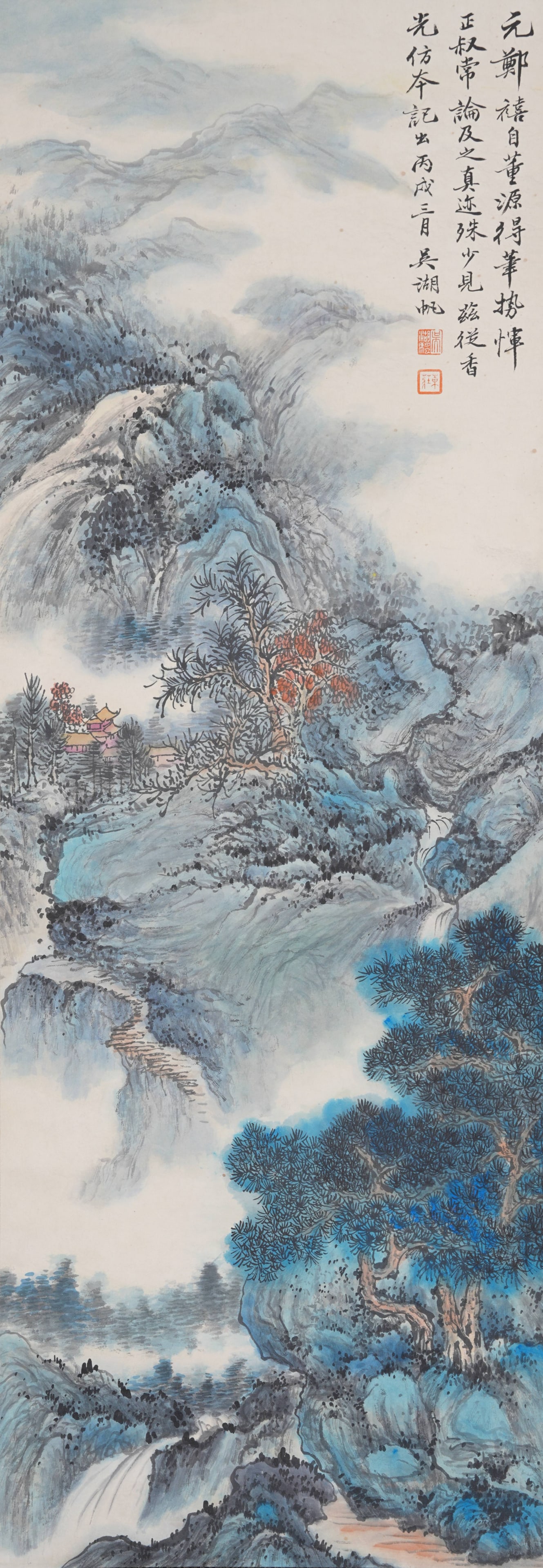 A LANDSCAPE ON PAPER BY WU HUFAN.吳湖帆: Landscape on Paper by Wu Hufan.吳湖帆