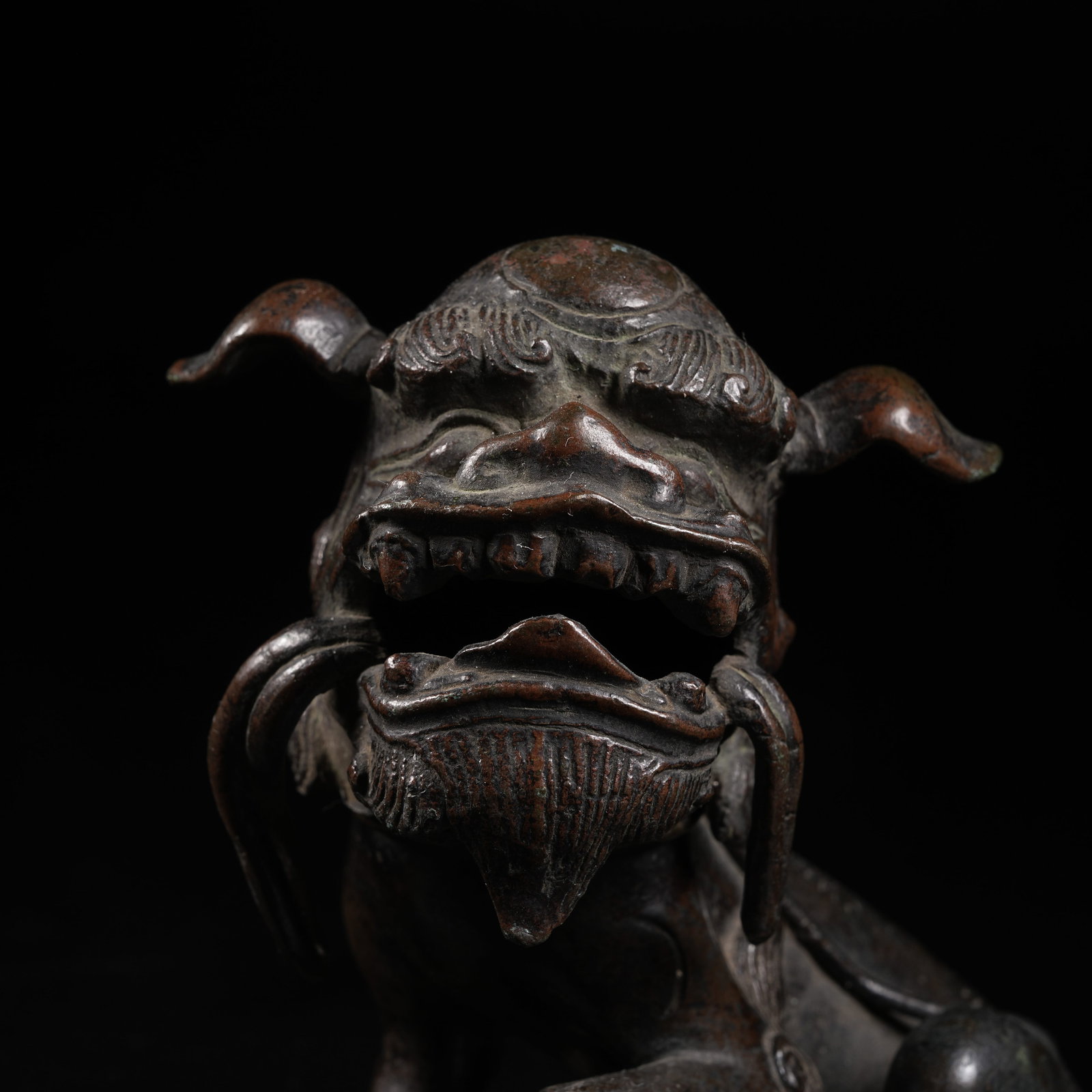 A COPPER SEATED LION INCENSE DIFFUSER - 2