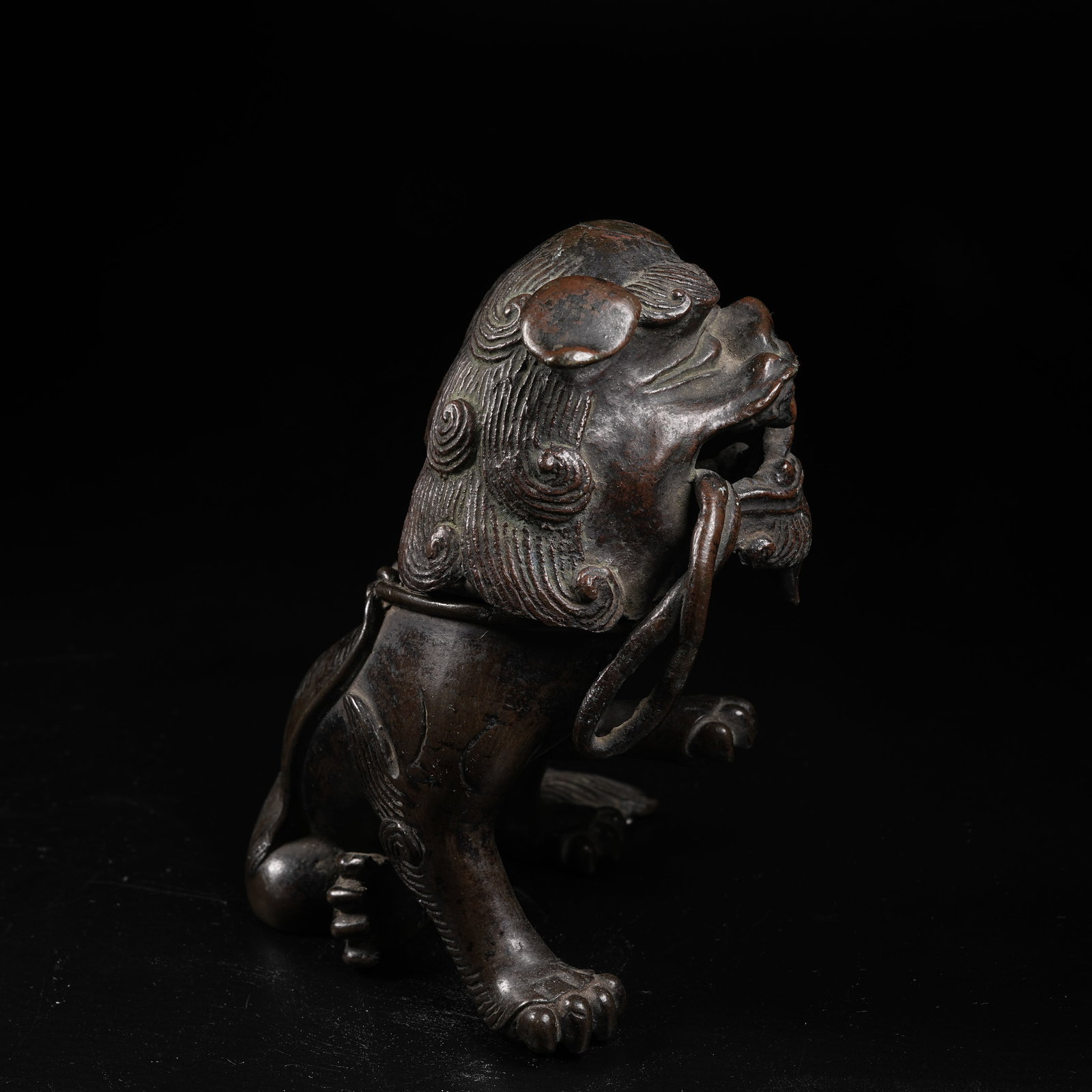 A COPPER SEATED LION INCENSE DIFFUSER - 7