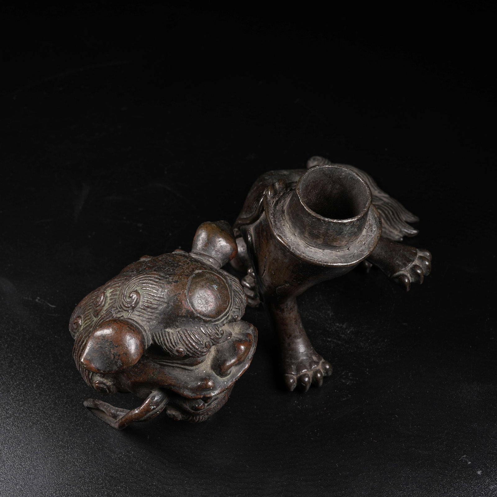 A COPPER SEATED LION INCENSE DIFFUSER - 8